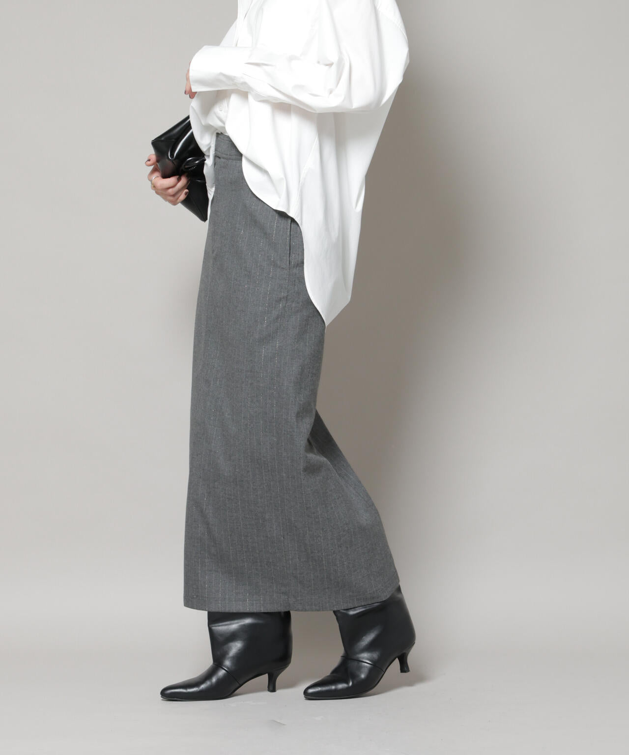 ラメストライプスーチングIラインスカート 6695230313