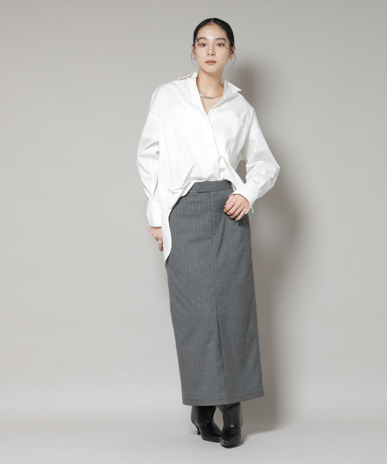 ラメストライプスーチングIラインスカート 6695230313