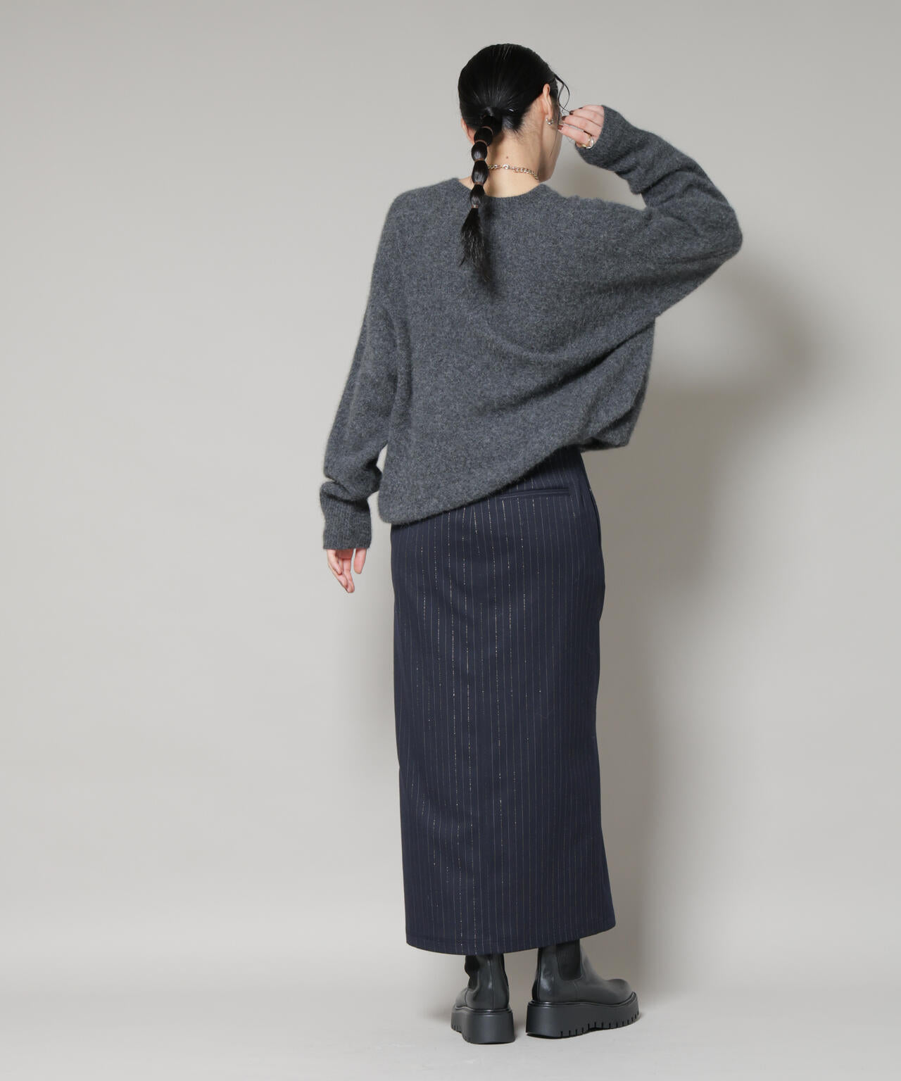 ラメストライプスーチングIラインスカート 6695230313