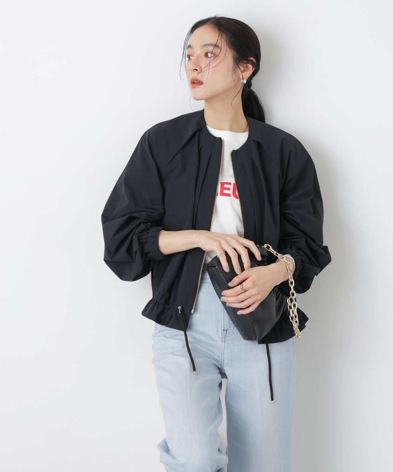 ノーカラードロストタックブルゾン 6696112303