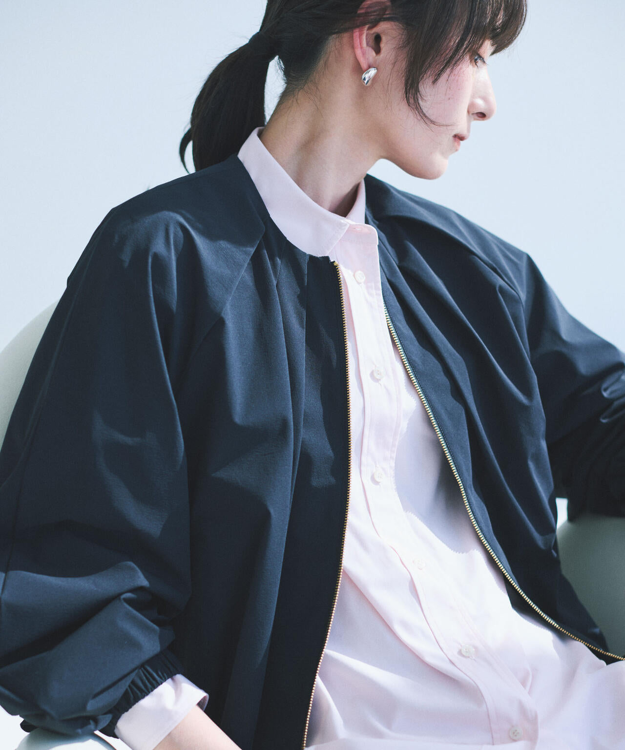 ノーカラードロストタックブルゾン 6696112303