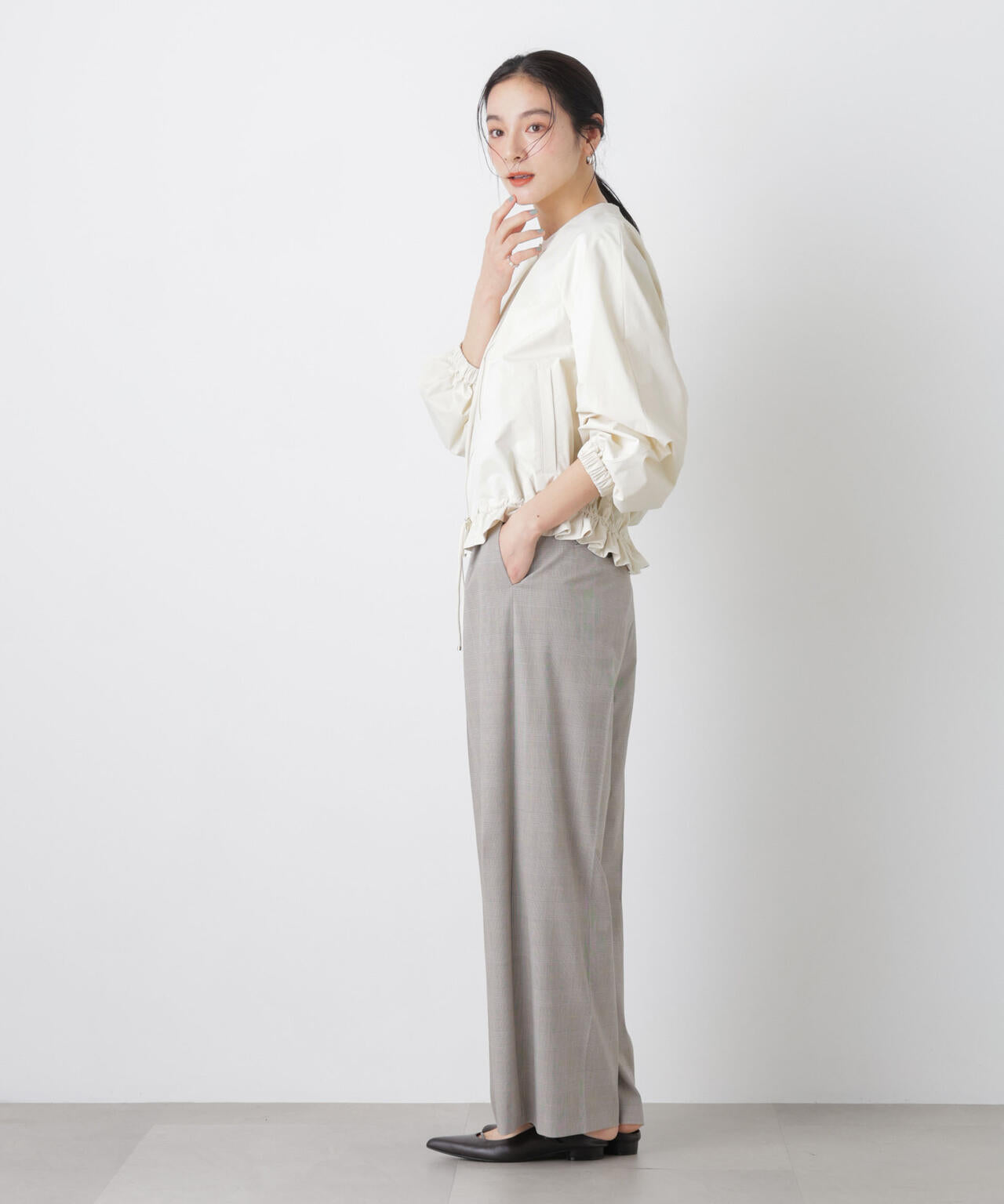 ノーカラードロストタックブルゾン 6696112303