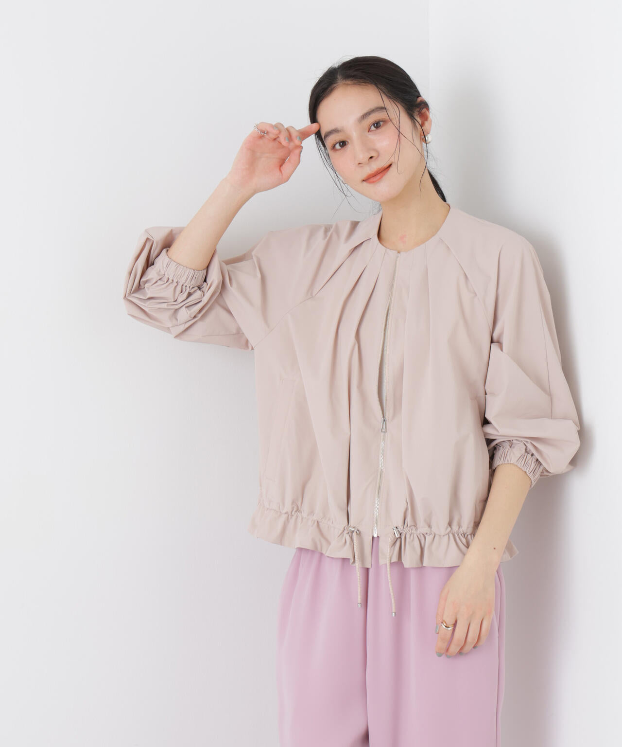 ノーカラードロストタックブルゾン 6696112303