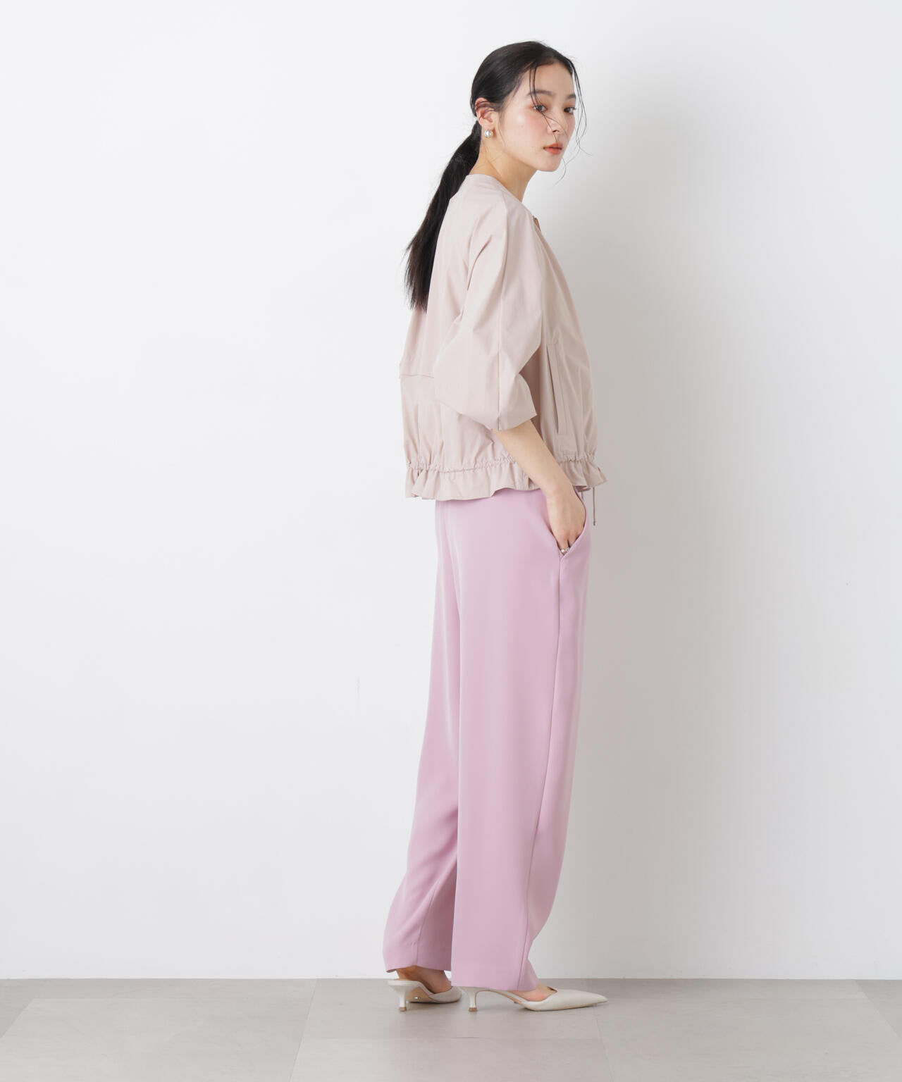 ノーカラードロストタックブルゾン 6696112303