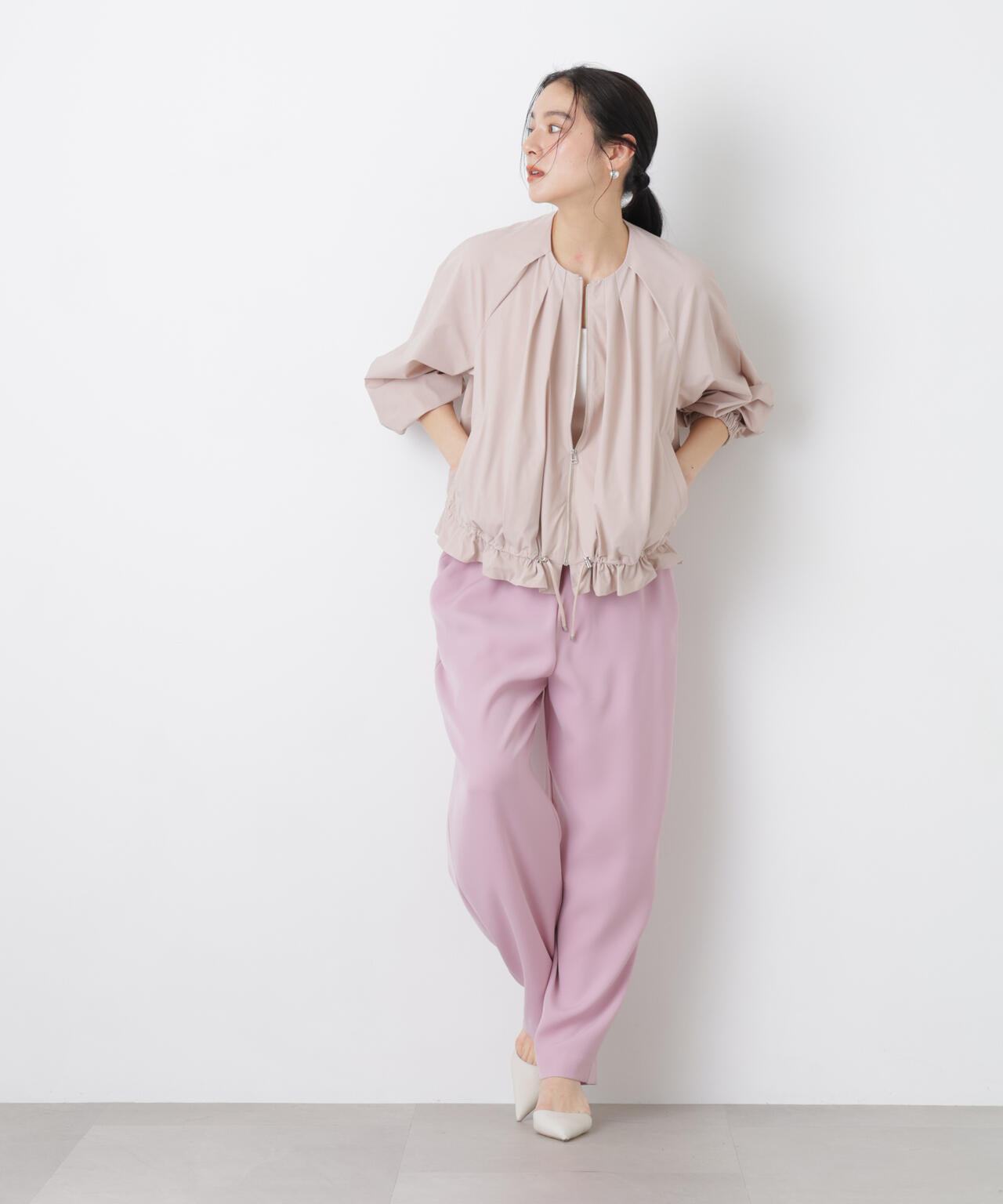 ノーカラードロストタックブルゾン 6696112303