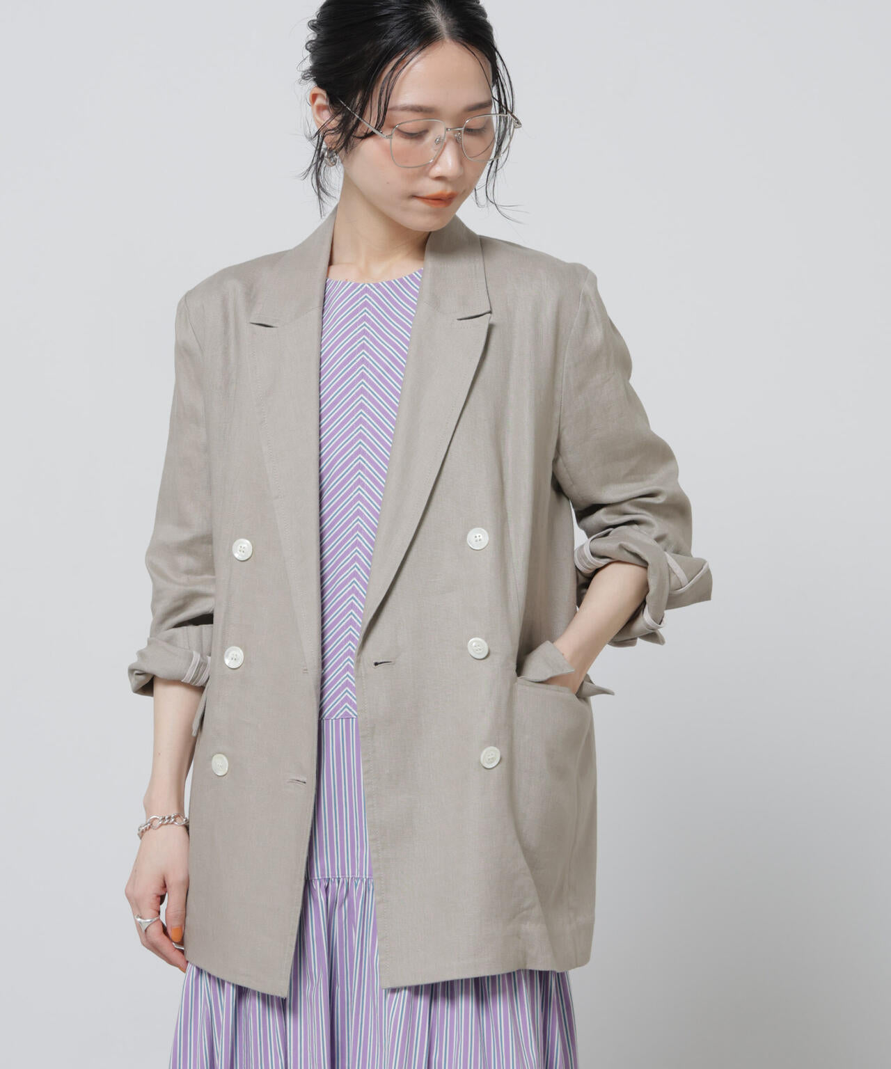 European Flax ダブル6Bジャケット(セットアップ可) 6696116307