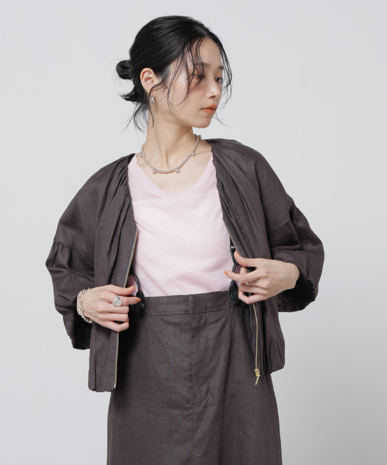 European Flax ギャザーバルーンブルゾン(セットアップ可) 6696116308