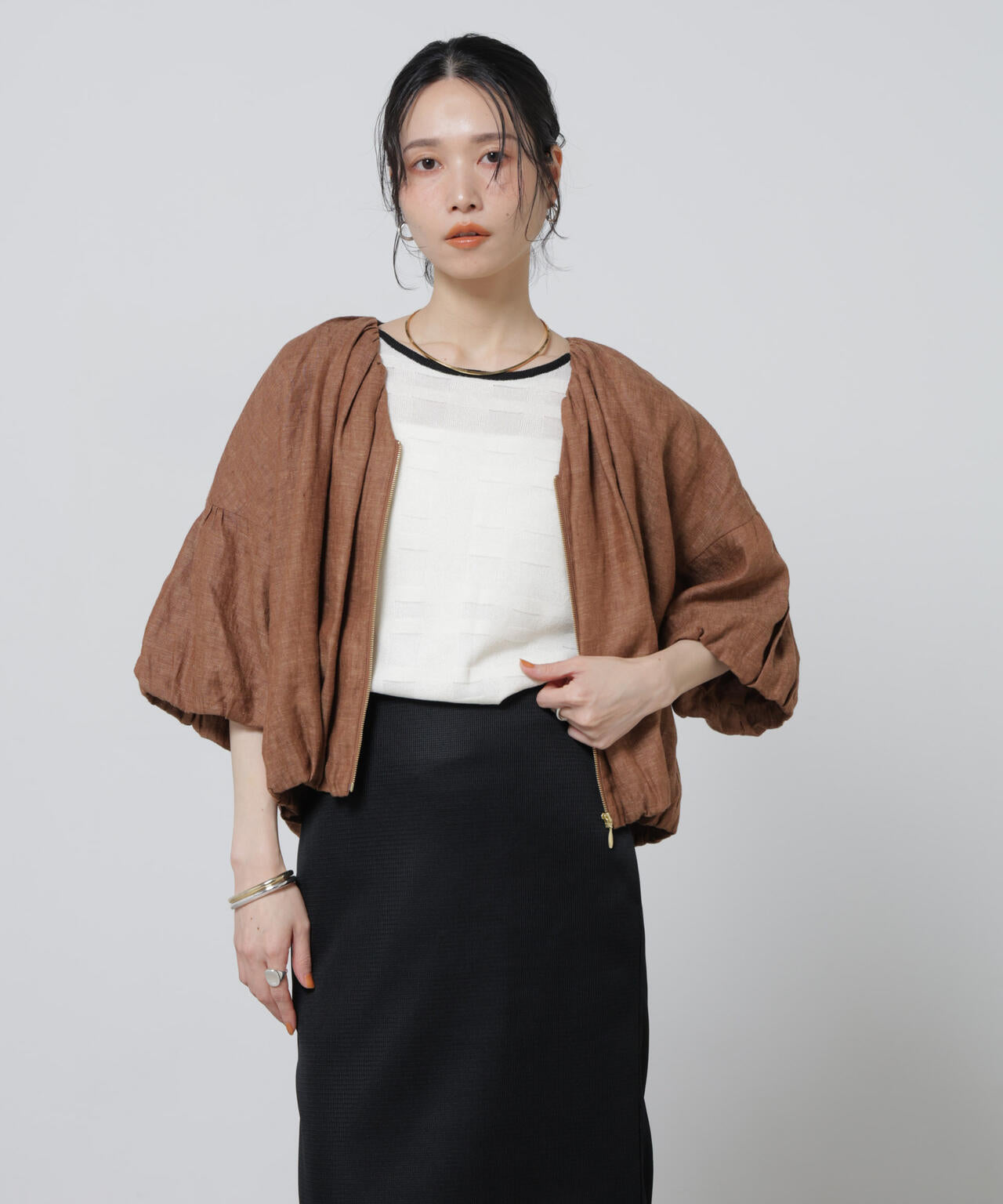 European Flax ギャザーバルーンブルゾン(セットアップ可) 6696116308