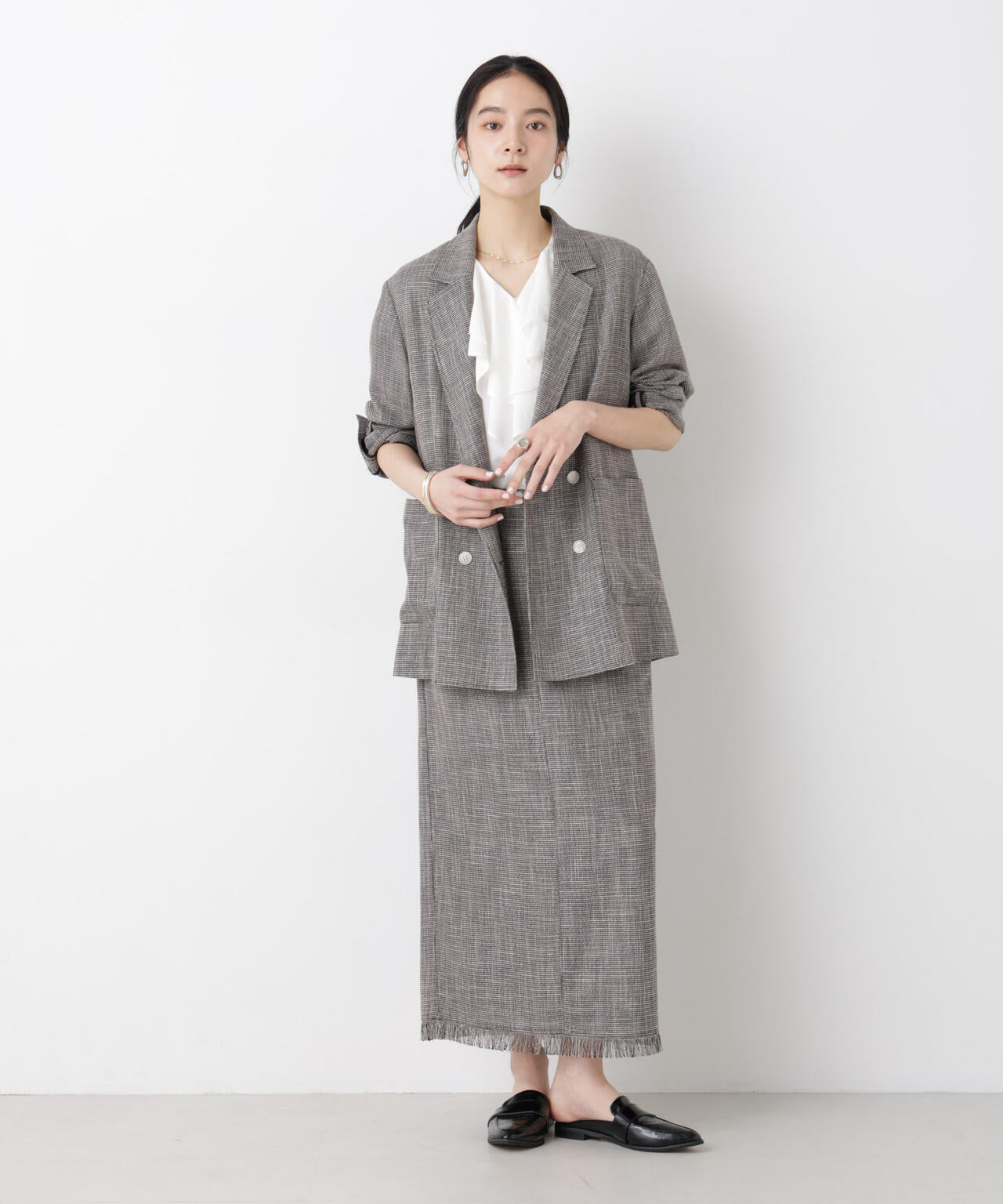 カラミ織りダブルジャケット(セットアップ可) 6696116313