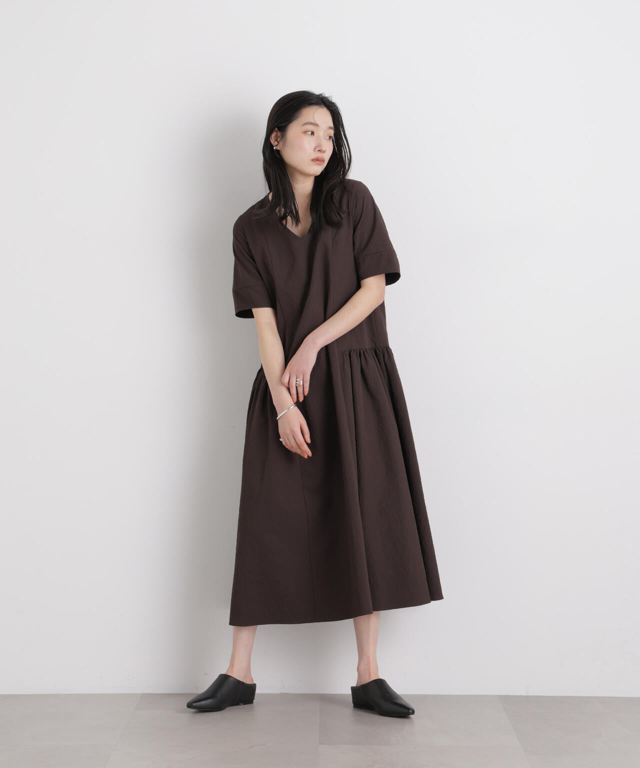 ギャザーティアードサッカーワンピース 6696119308