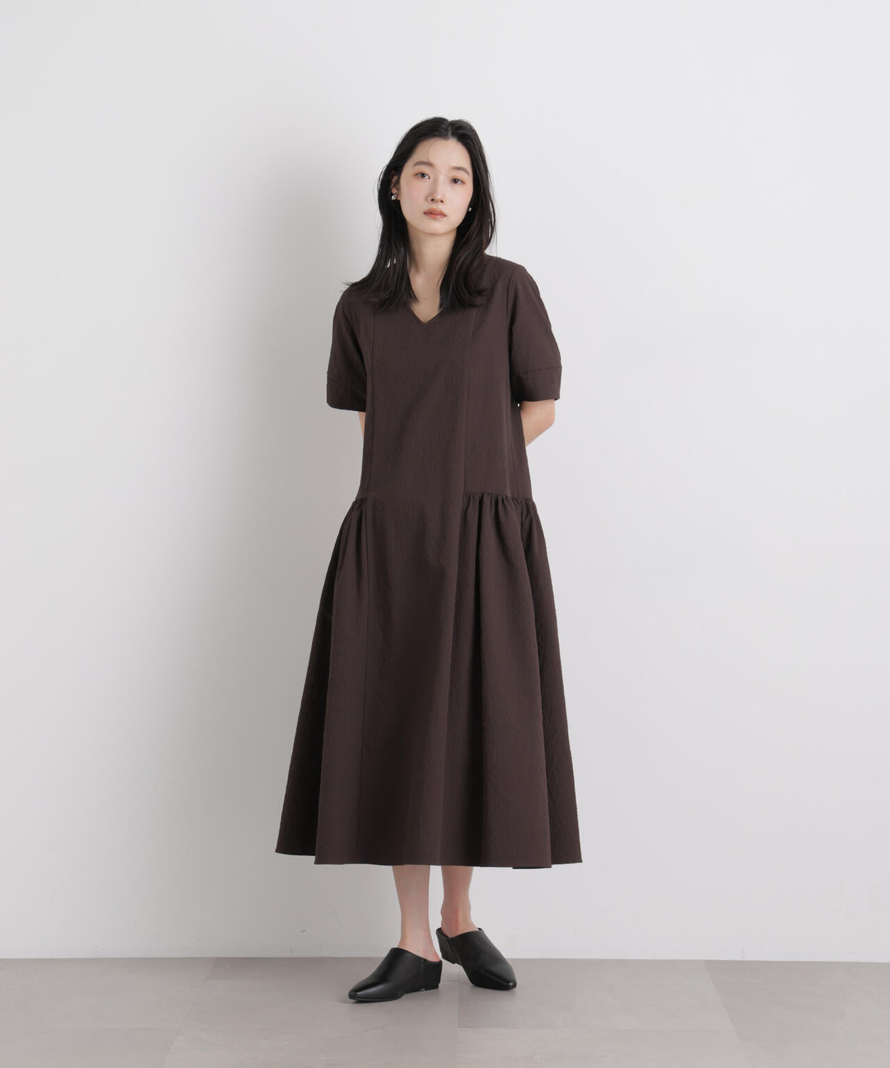 ギャザーティアードサッカーワンピース 6696119308