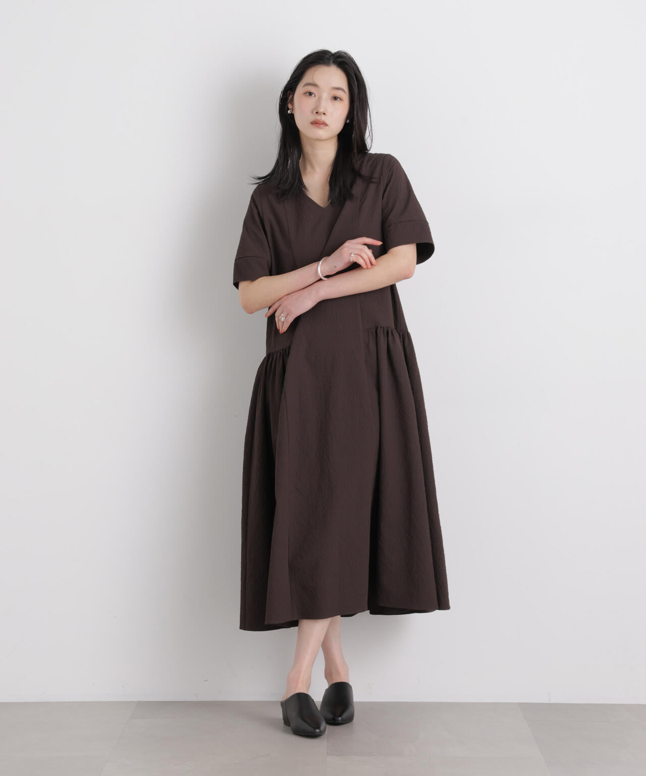 ギャザーティアードサッカーワンピース 6696119308