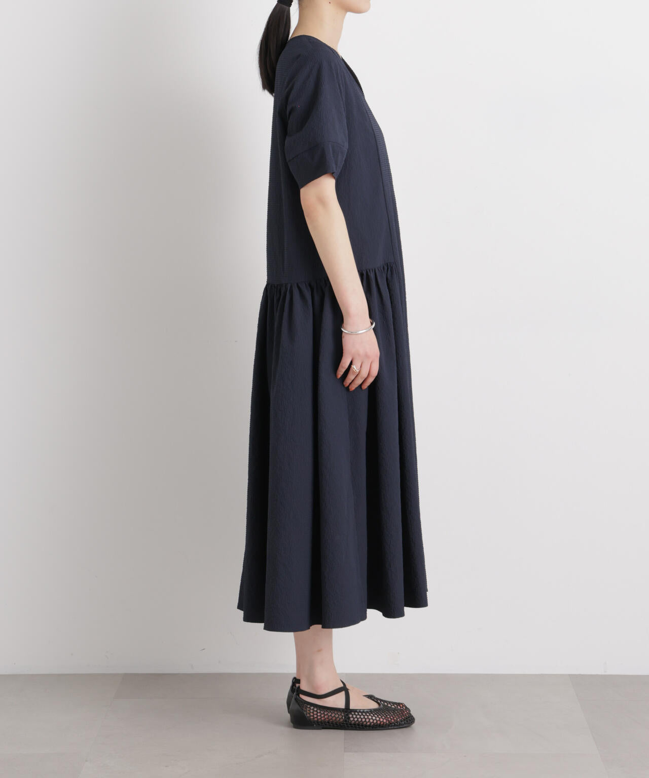 ギャザーティアードサッカーワンピース 6696119308