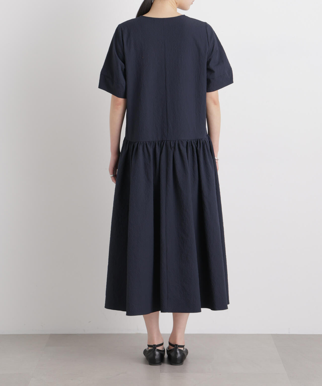 ギャザーティアードサッカーワンピース 6696119308