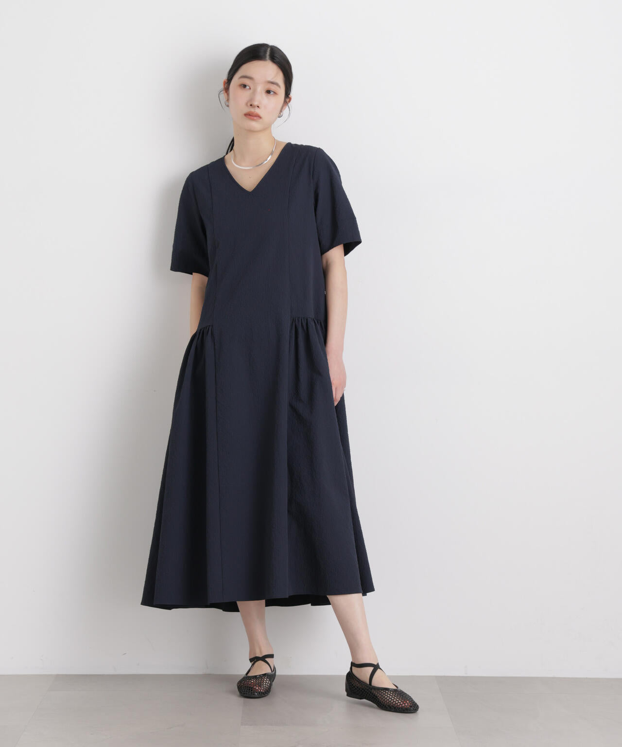 ギャザーティアードサッカーワンピース 6696119308