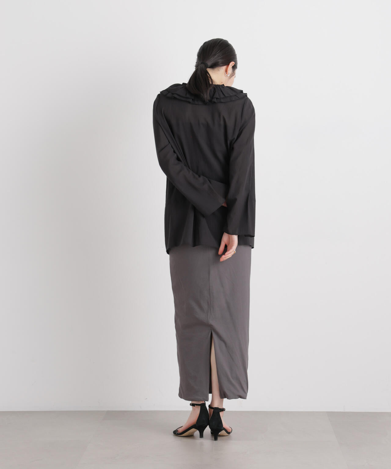 コットンシフォンフリルブラウス 6696120314