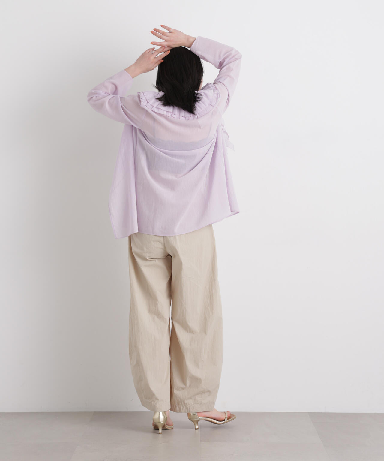 コットンシフォンフリルブラウス 6696120314