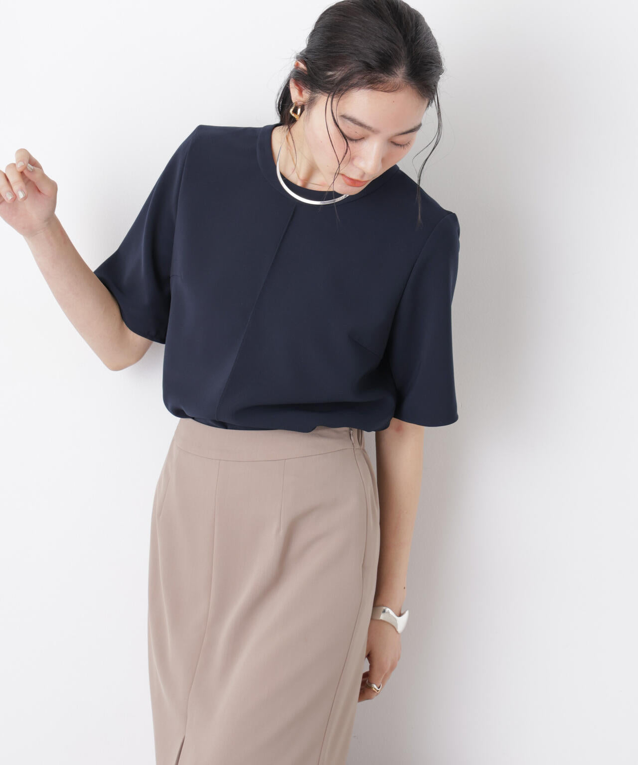 DressT/クルーネックハーフスリーブブラウス 6696121302