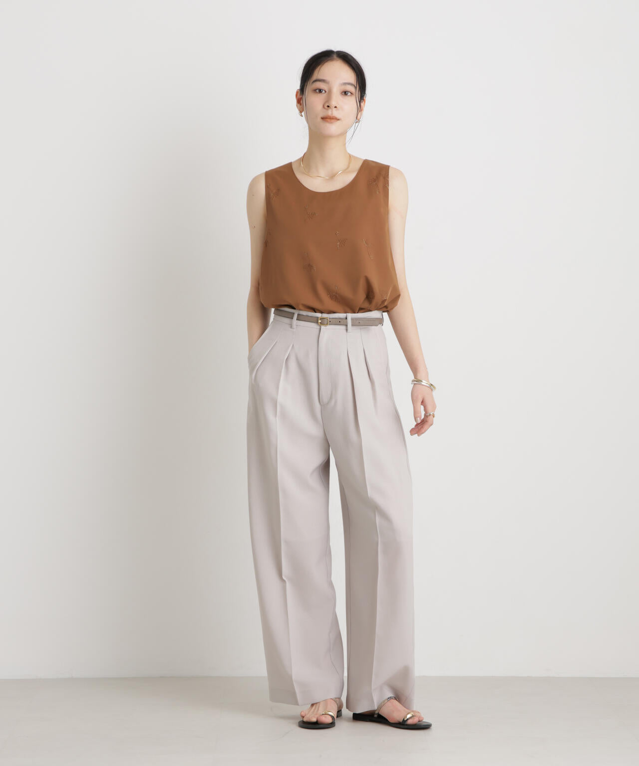 刺繍ツイルタンクブラウス(セットアップ可) 6696121306