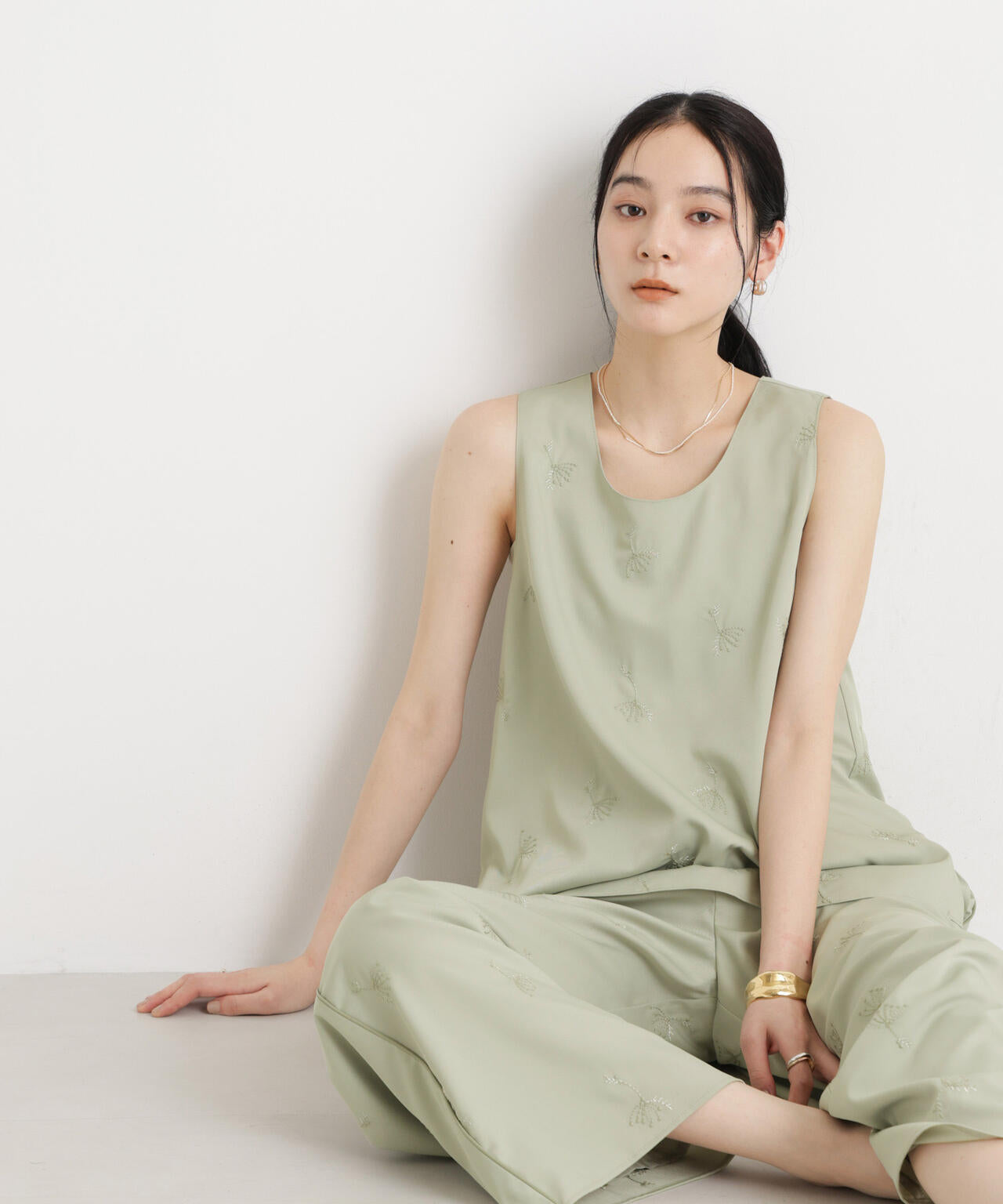 刺繍ツイルタンクブラウス(セットアップ可) 6696121306