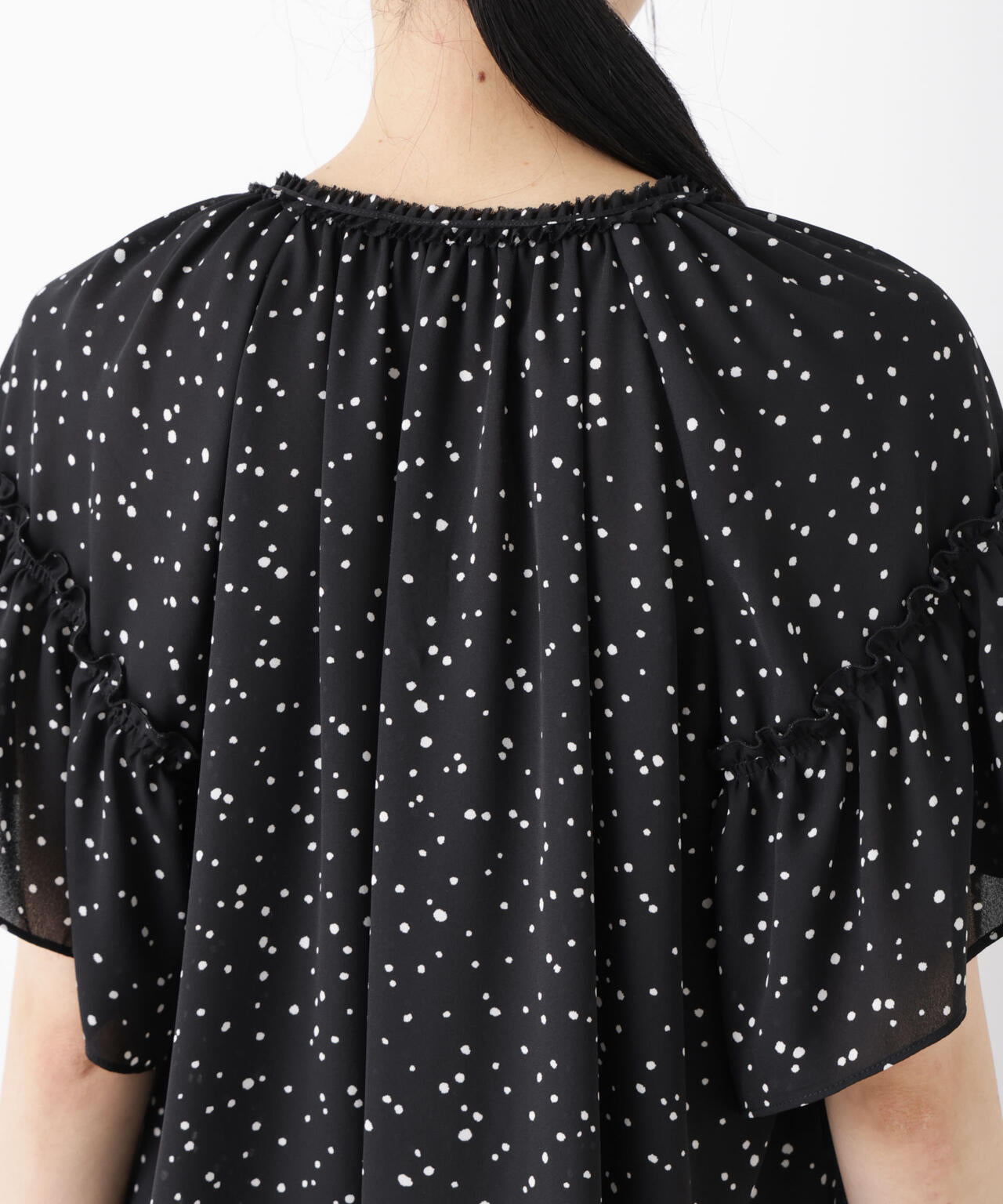 ドットプリントギャザーブラウス 6696121309