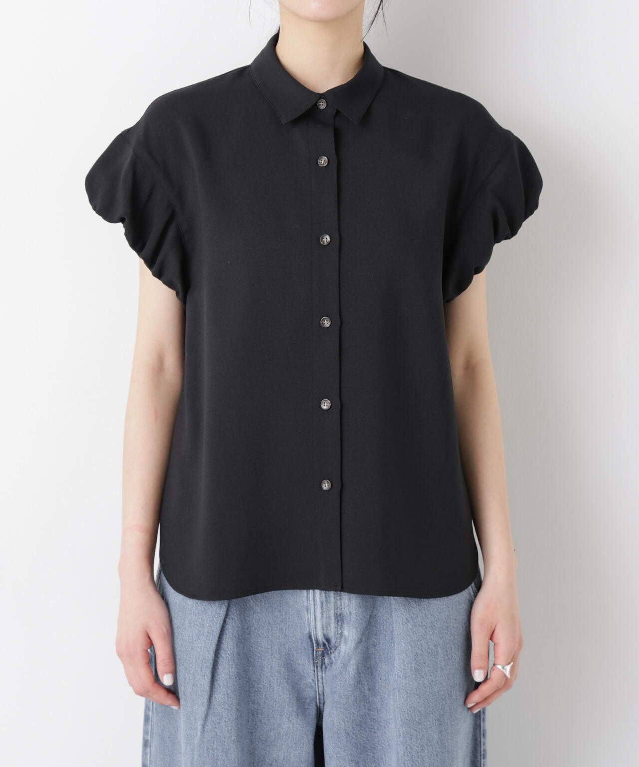 バーズアイギャザーボリュームスリーブブラウス(セットアップ可) 6696121312