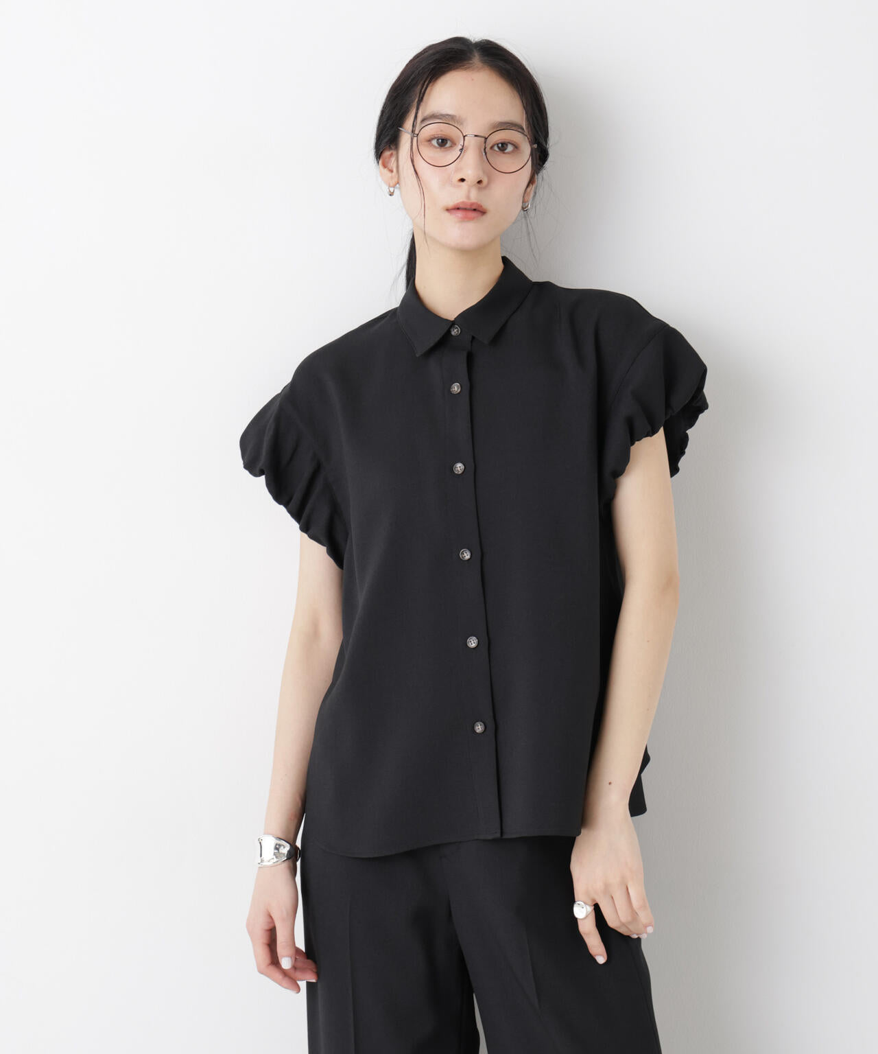 バーズアイギャザーボリュームスリーブブラウス(セットアップ可) 6696121312