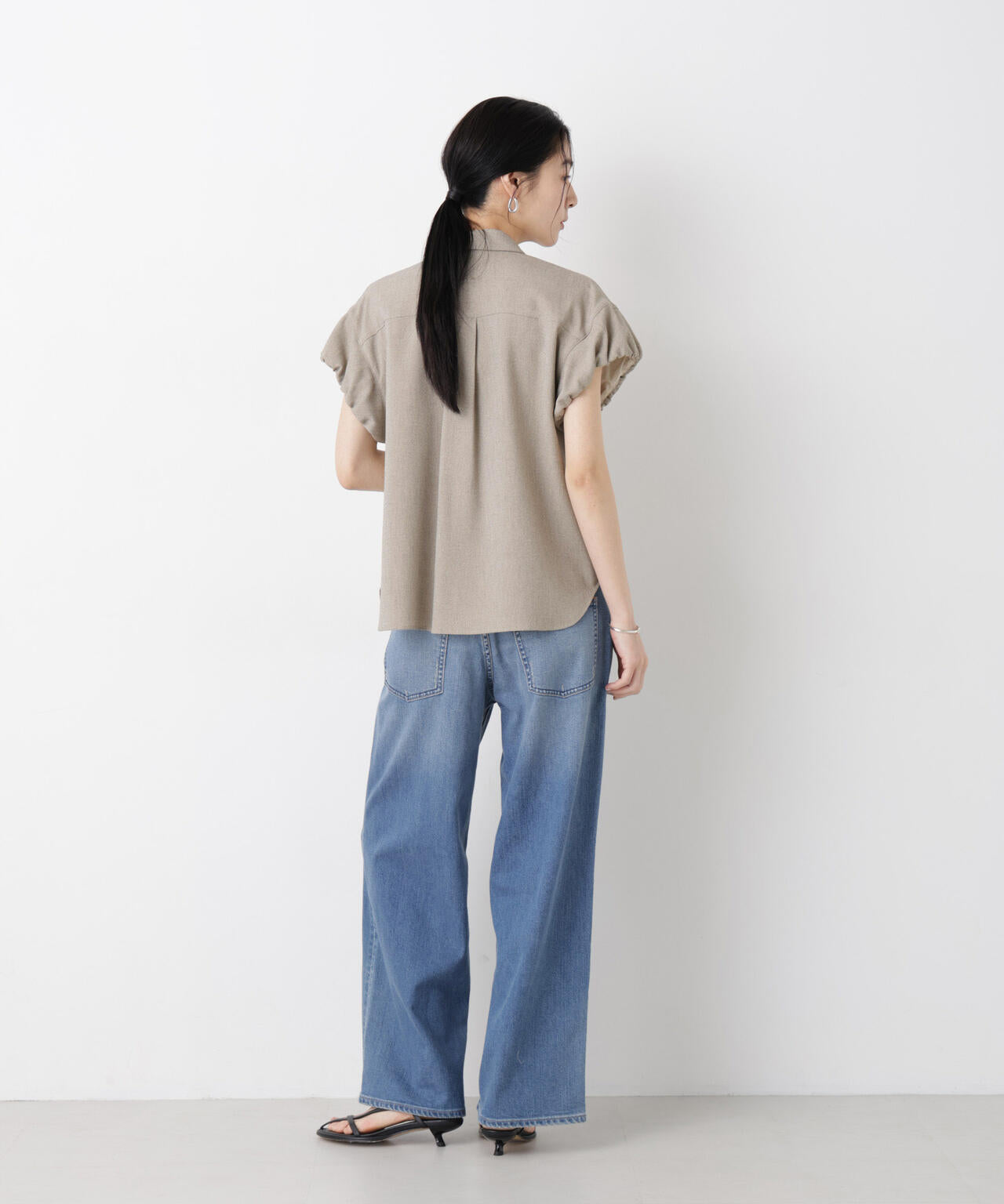 バーズアイギャザーボリュームスリーブブラウス(セットアップ可) 6696121312