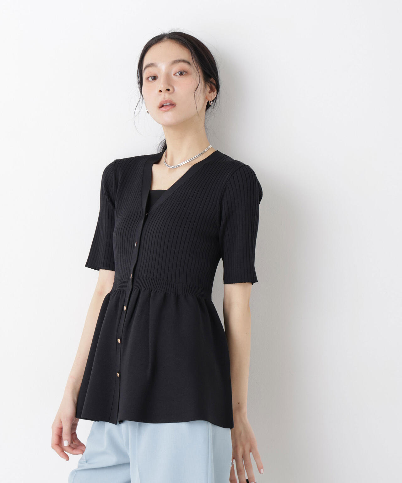 SUMMER VEIL KNIT ペプラムニットカーディガン 6696122322