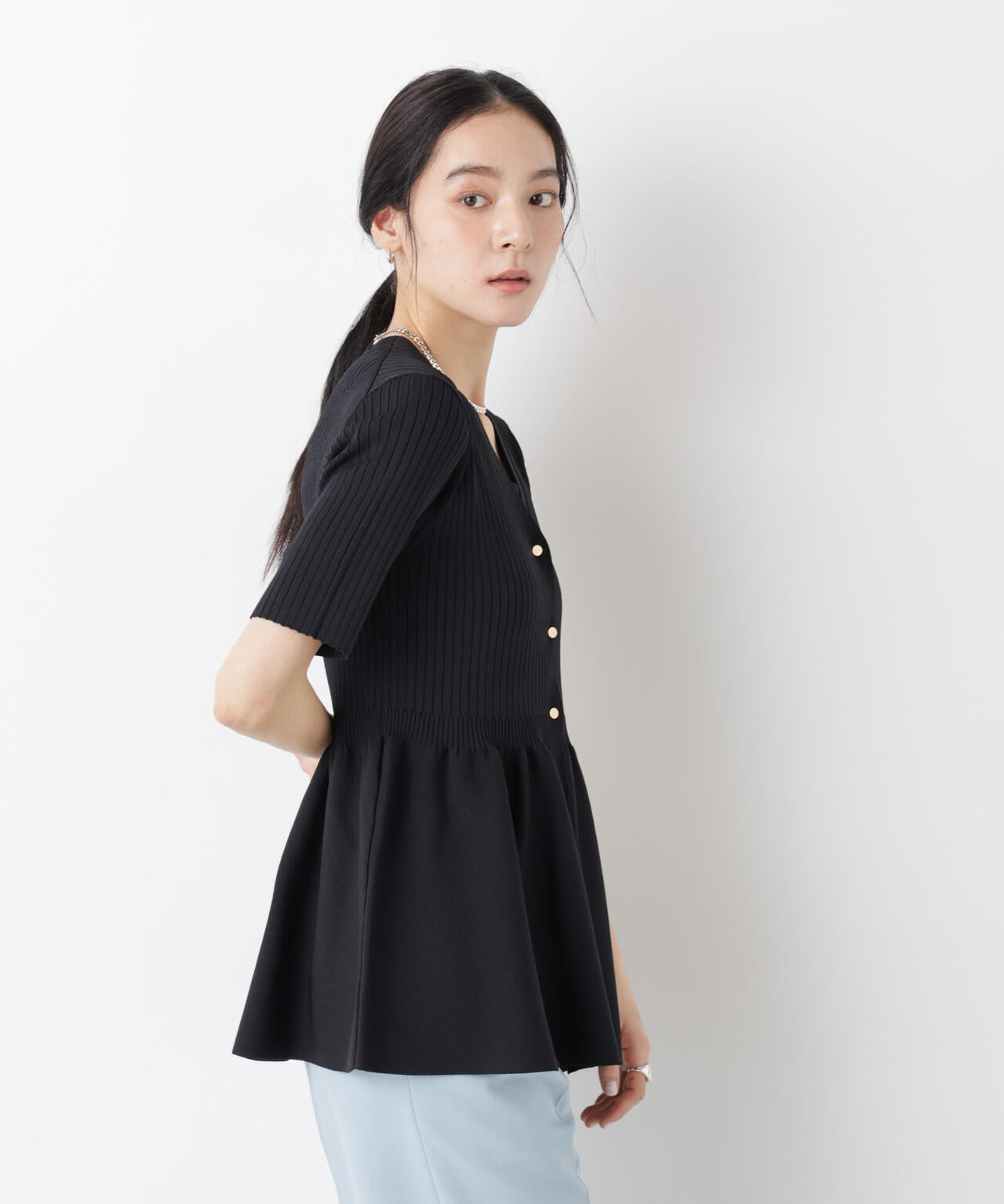 SUMMER VEIL KNIT ペプラムニットカーディガン 6696122322