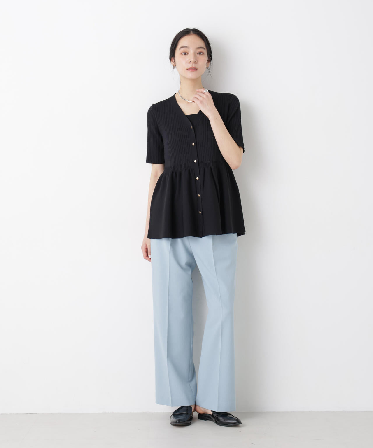 SUMMER VEIL KNIT ペプラムニットカーディガン 6696122322