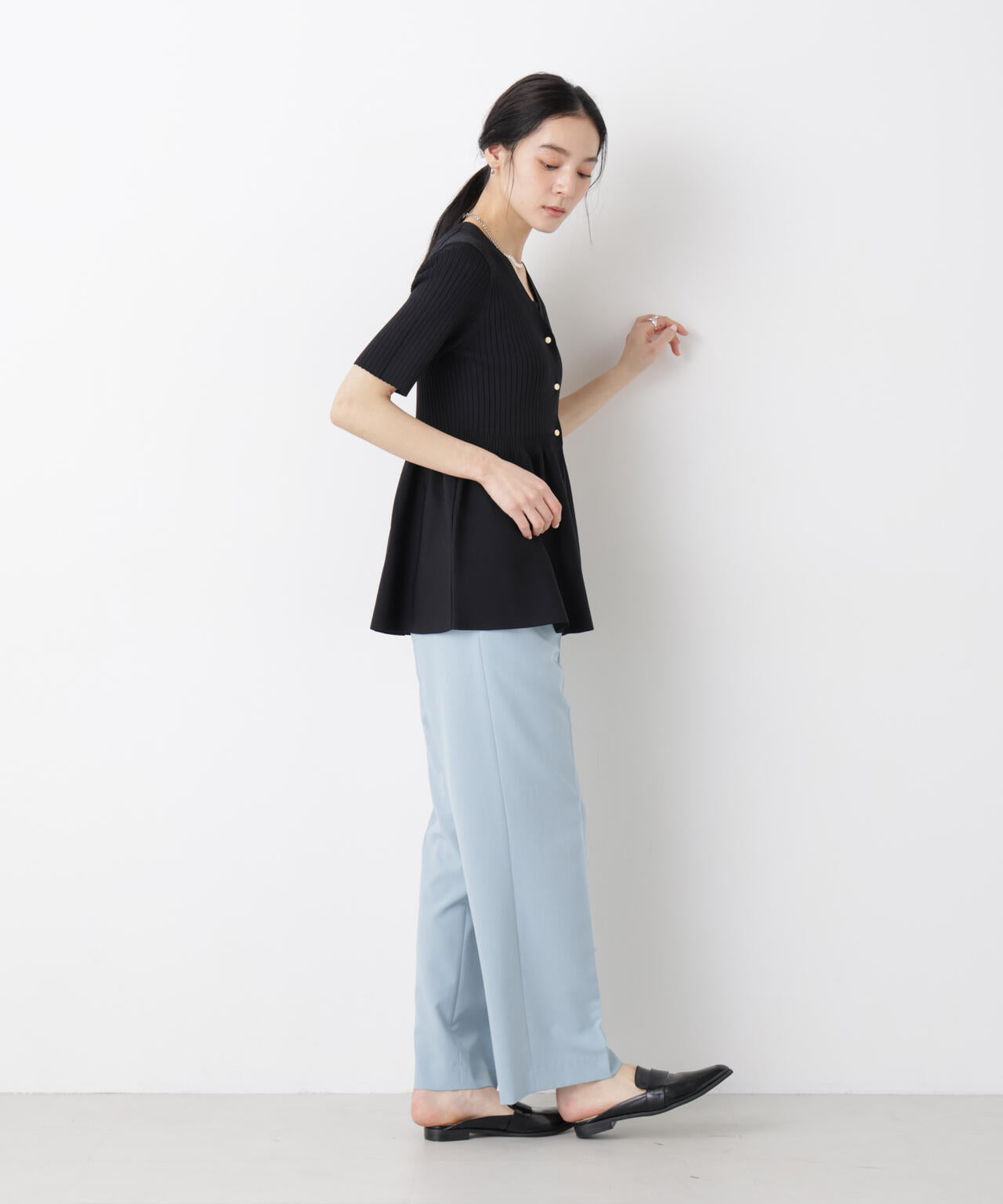 SUMMER VEIL KNIT ペプラムニットカーディガン 6696122322