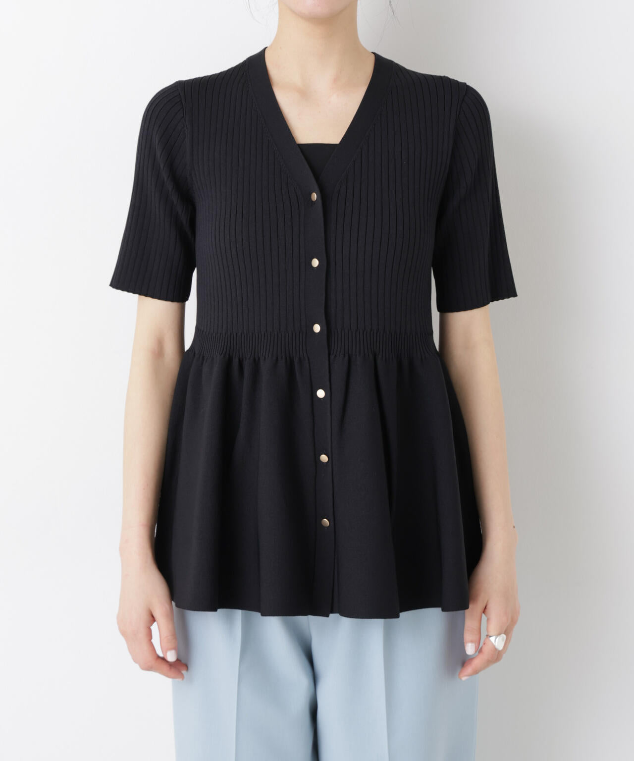 SUMMER VEIL KNIT ペプラムニットカーディガン 6696122322