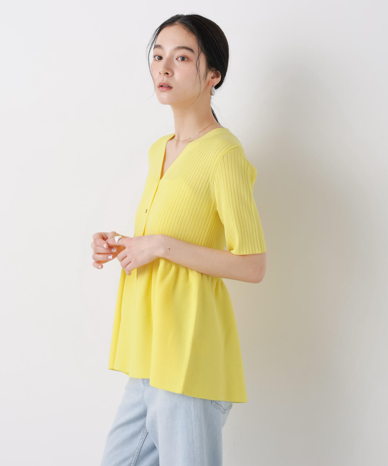 SUMMER VEIL KNIT ペプラムニットカーディガン 6696122322