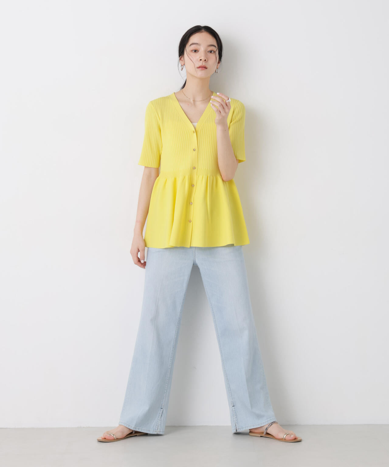 SUMMER VEIL KNIT ペプラムニットカーディガン 6696122322