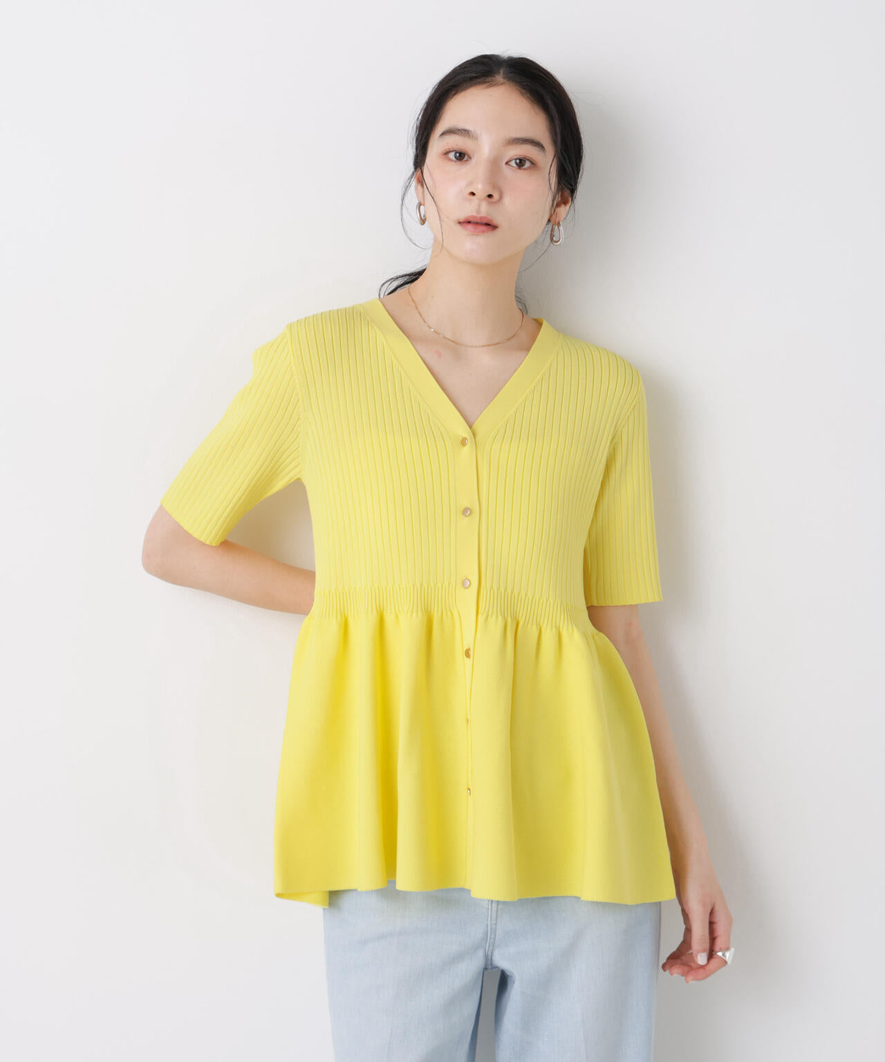 SUMMER VEIL KNIT ペプラムニットカーディガン 6696122322