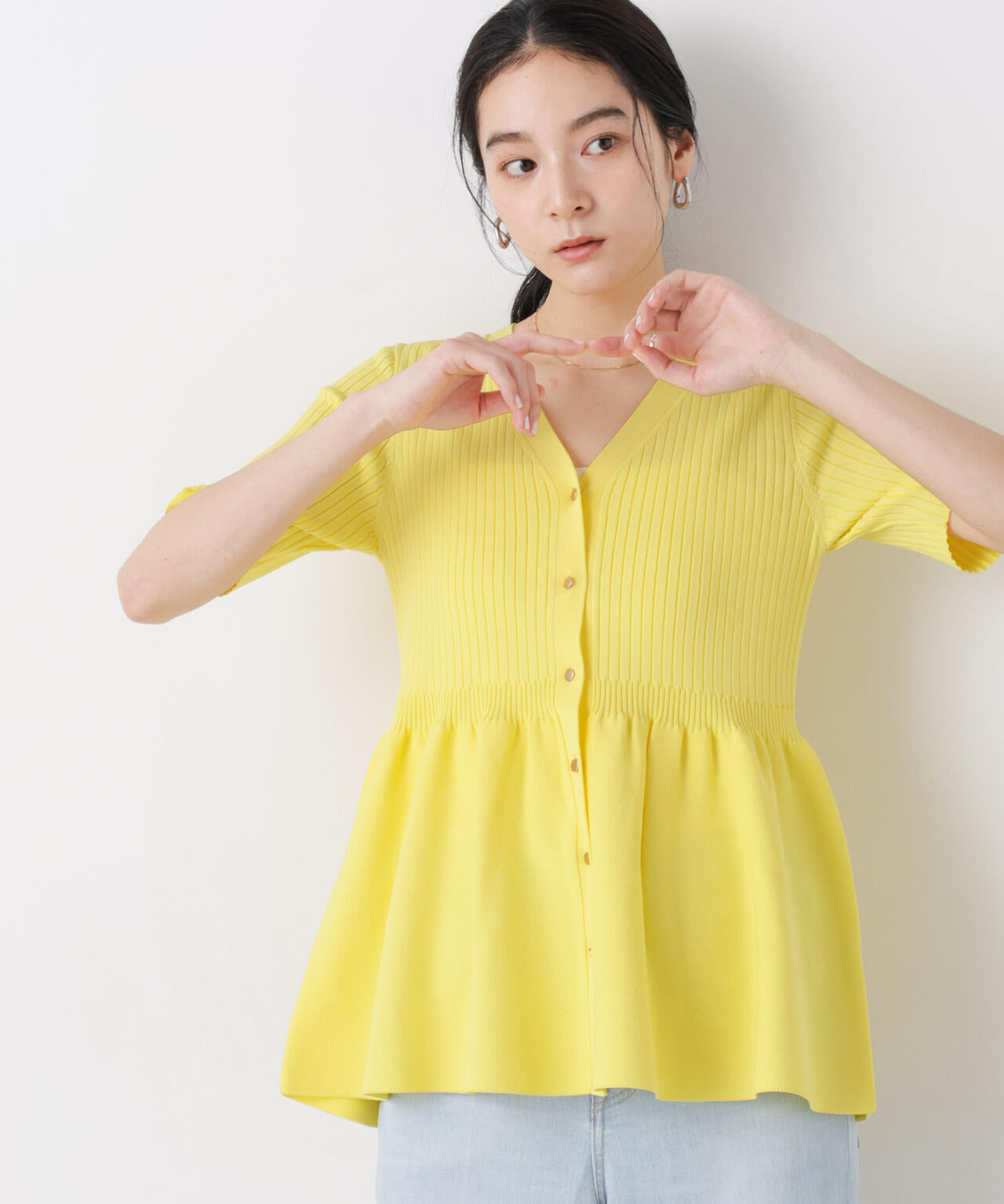 SUMMER VEIL KNIT ペプラムニットカーディガン 6696122322