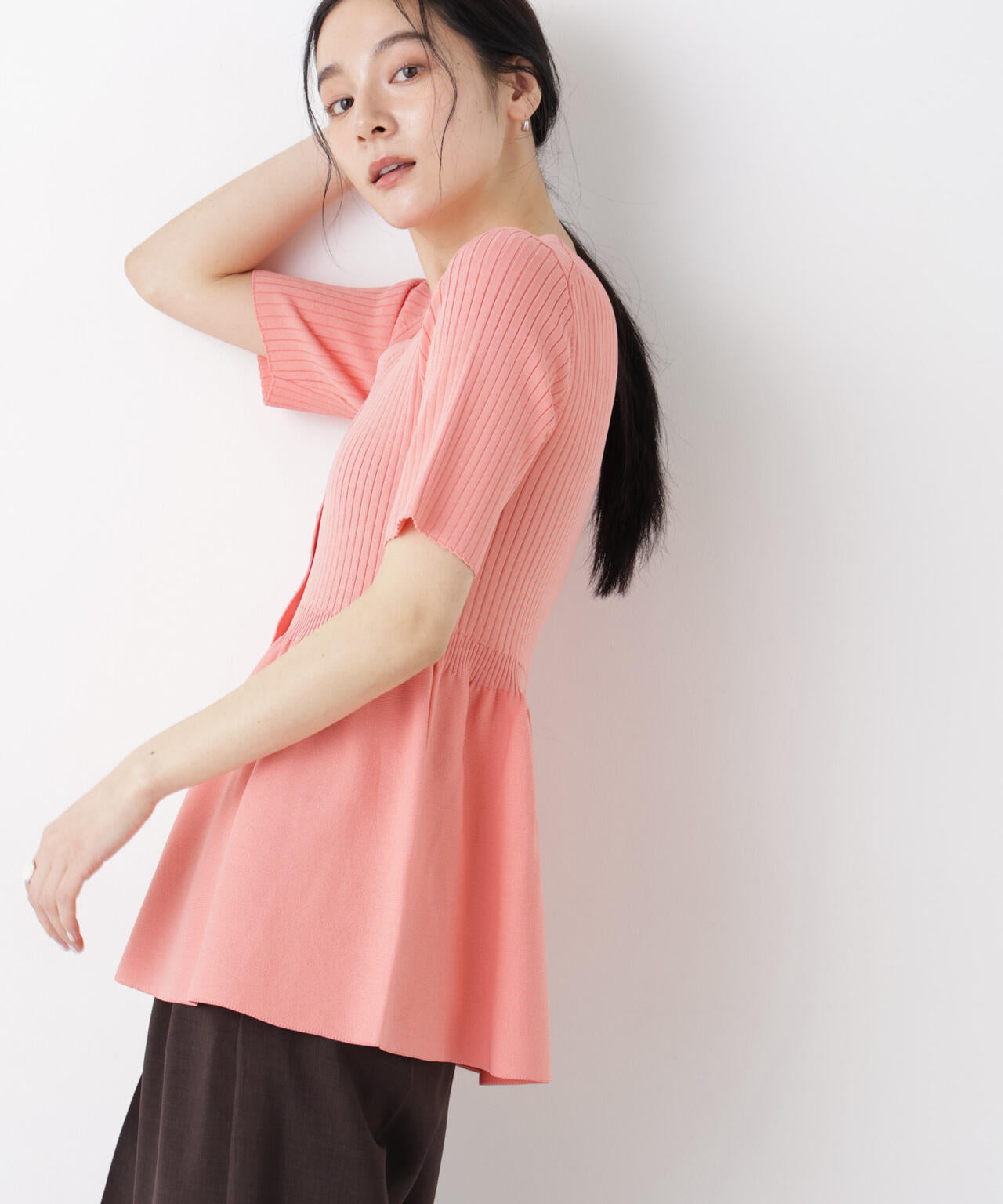 SUMMER VEIL KNIT ペプラムニットカーディガン 6696122322