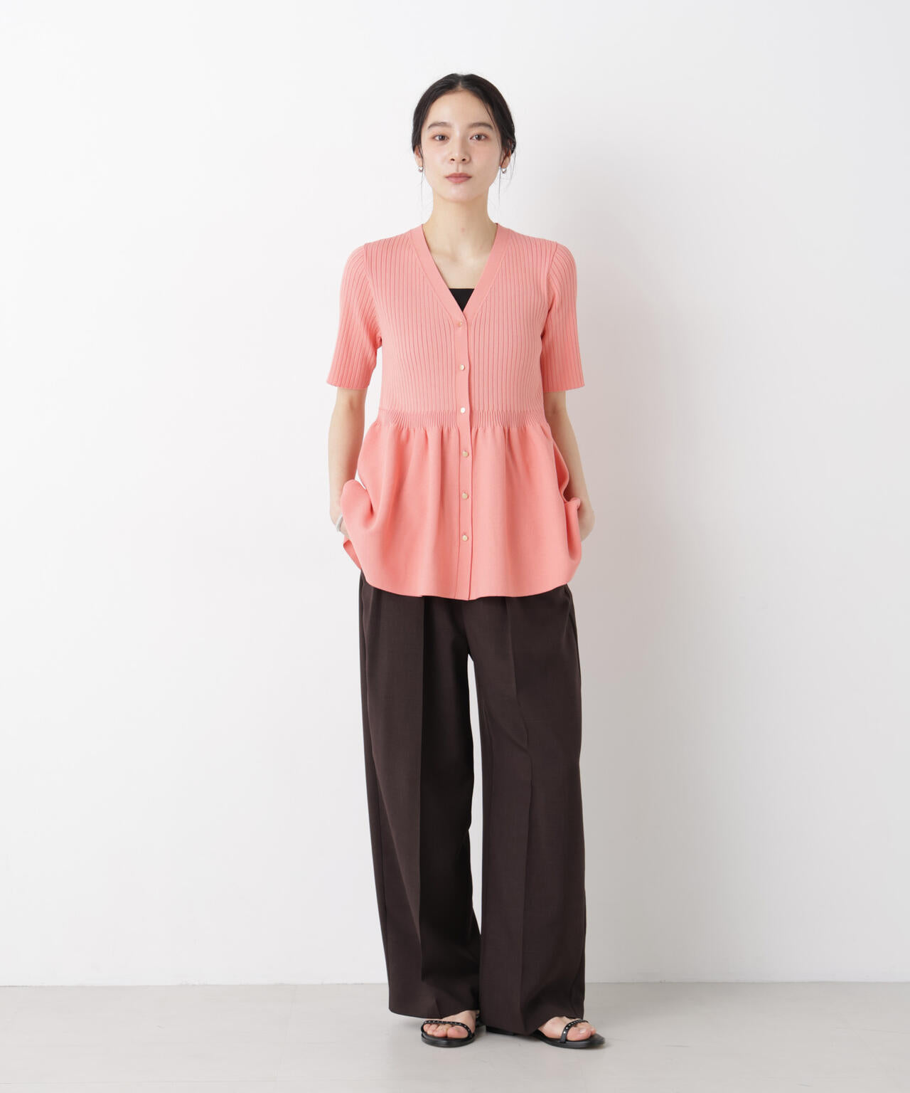 SUMMER VEIL KNIT ペプラムニットカーディガン 6696122322
