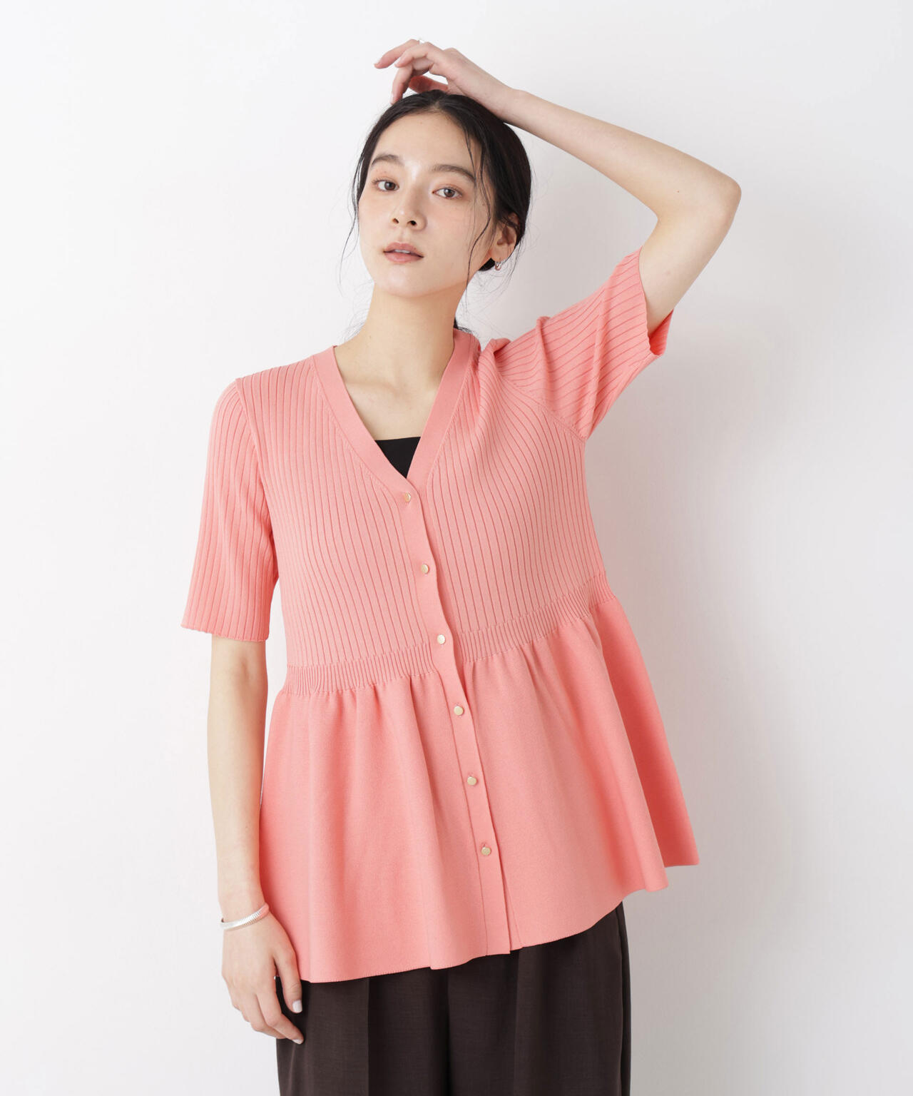 SUMMER VEIL KNIT ペプラムニットカーディガン 6696122322