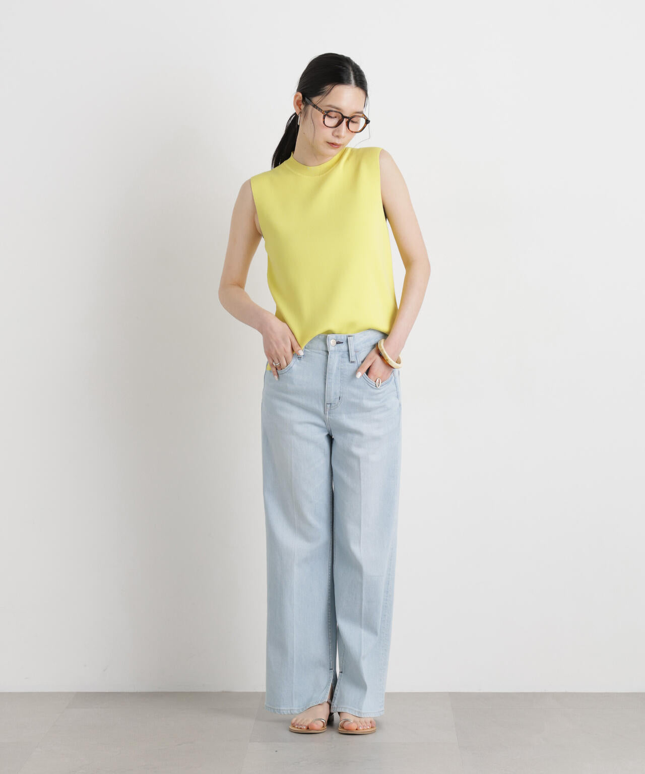 SUMMER VEIL KNIT 総針ノースリーブニット 6696122323