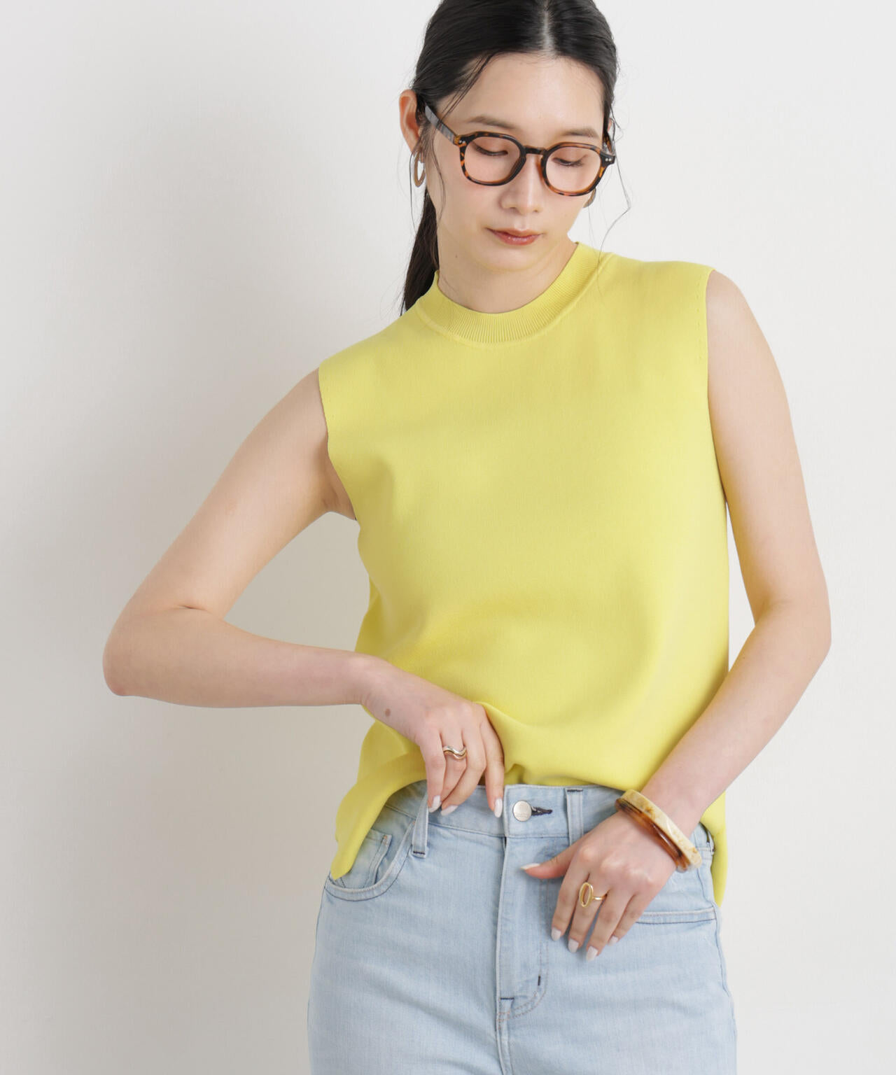 SUMMER VEIL KNIT 総針ノースリーブニット 6696122323