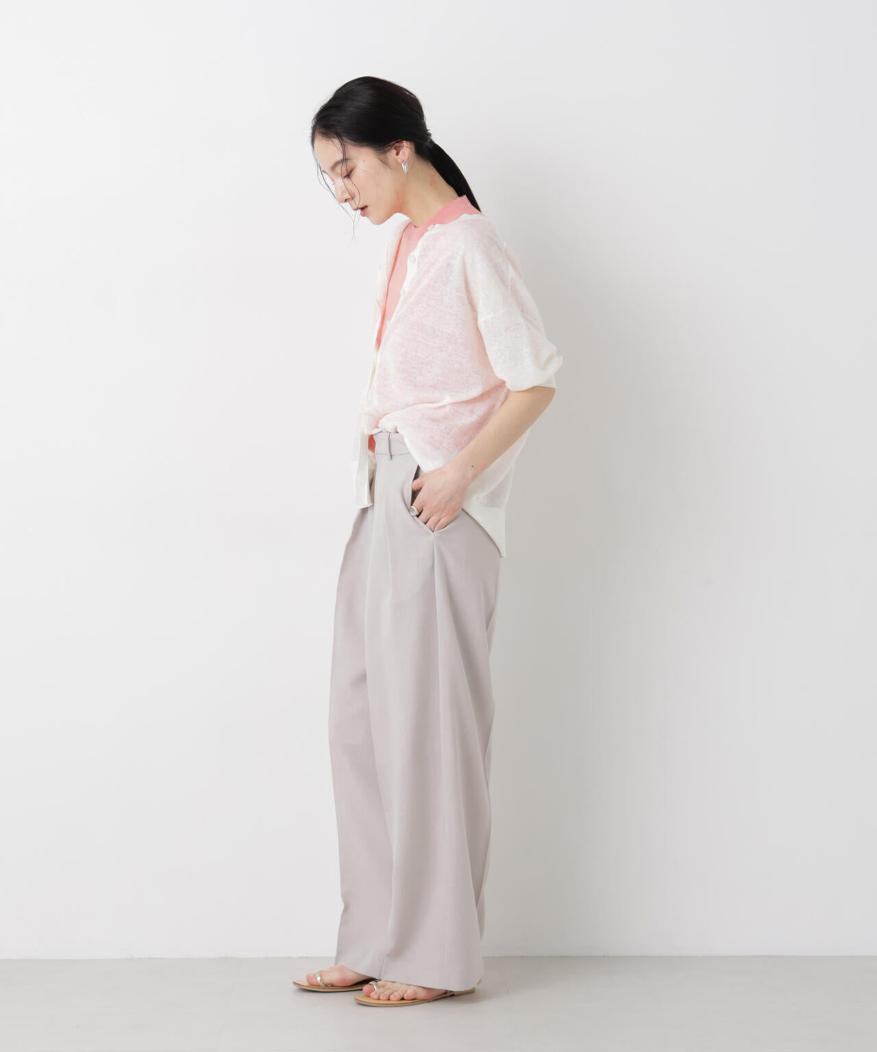SUMMER VEIL KNIT 総針ノースリーブニット 6696122323