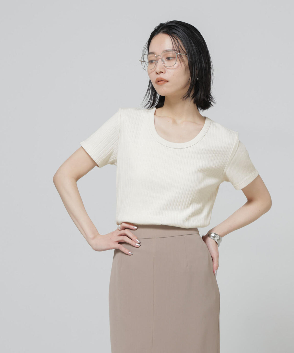 Anti Soaked(R) 汗染み防止コンパクトリブTシャツ 6696124305