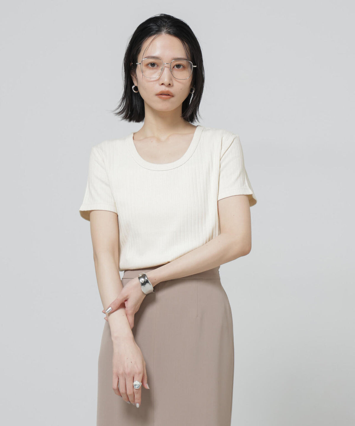 Anti Soaked(R) 汗染み防止コンパクトリブTシャツ 6696124305