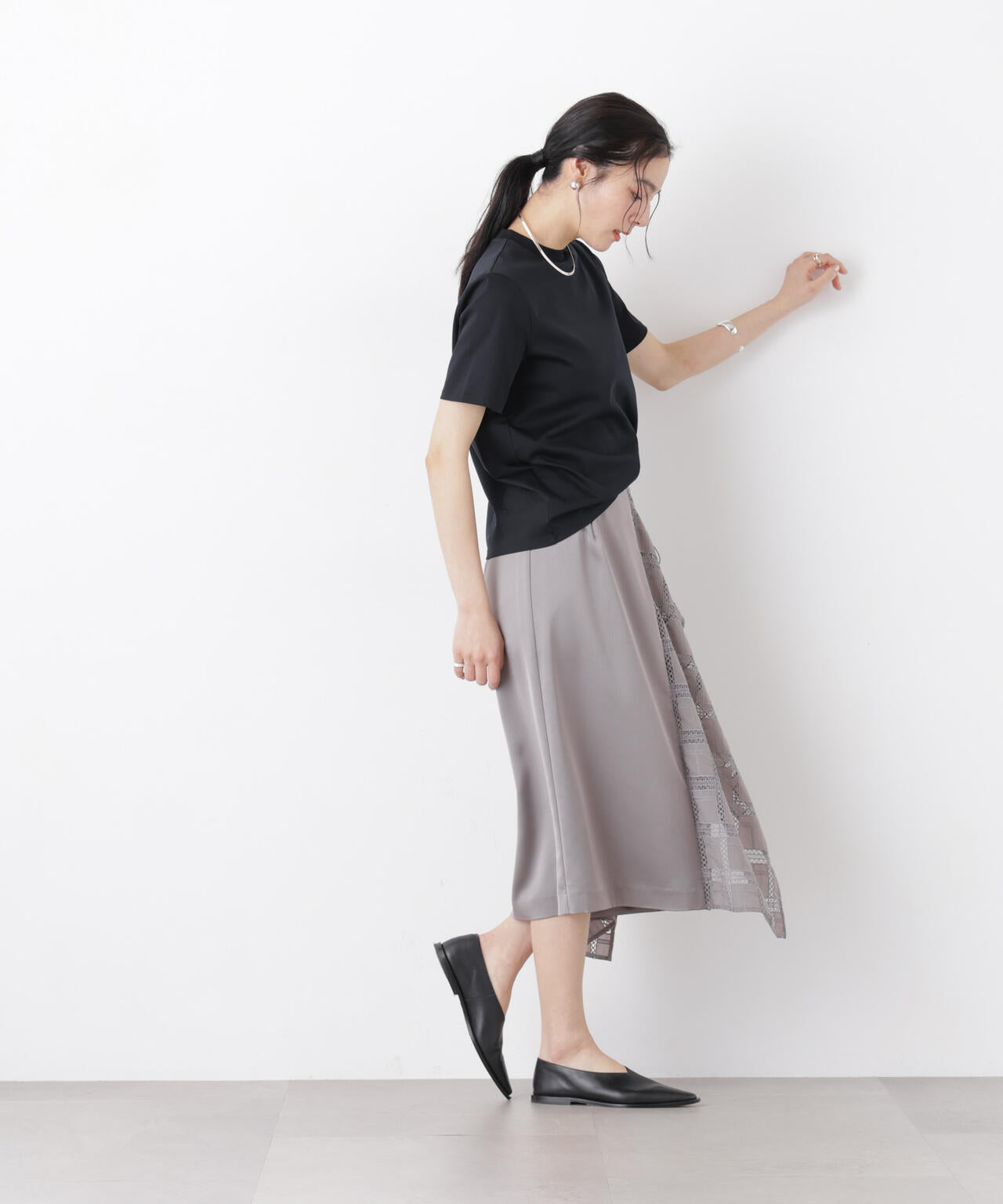DressT/シルケットスムースモックネックTシャツ 6696124309