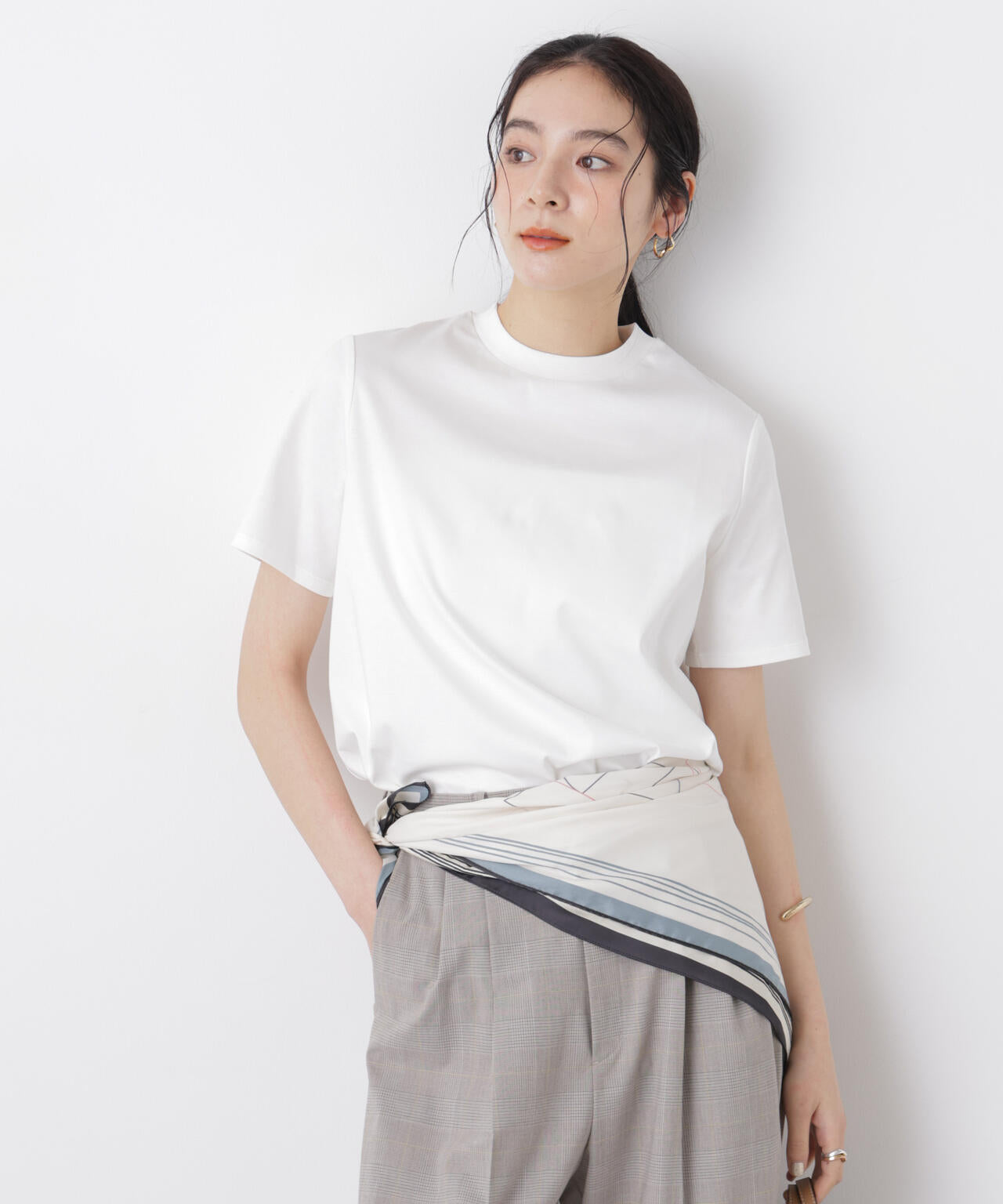 DressT/シルケットスムースモックネックTシャツ 6696124309