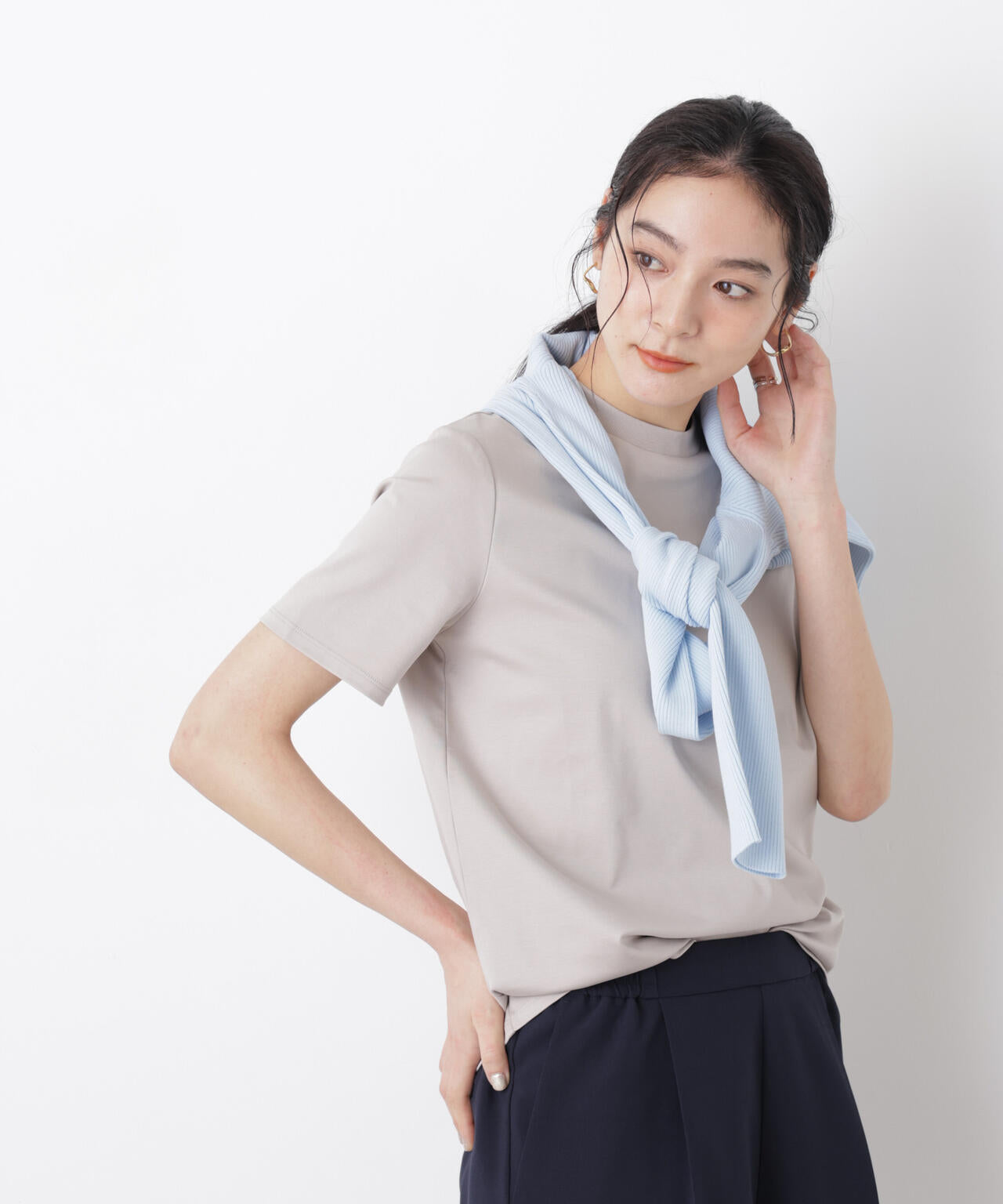DressT/シルケットスムースモックネックTシャツ 6696124309