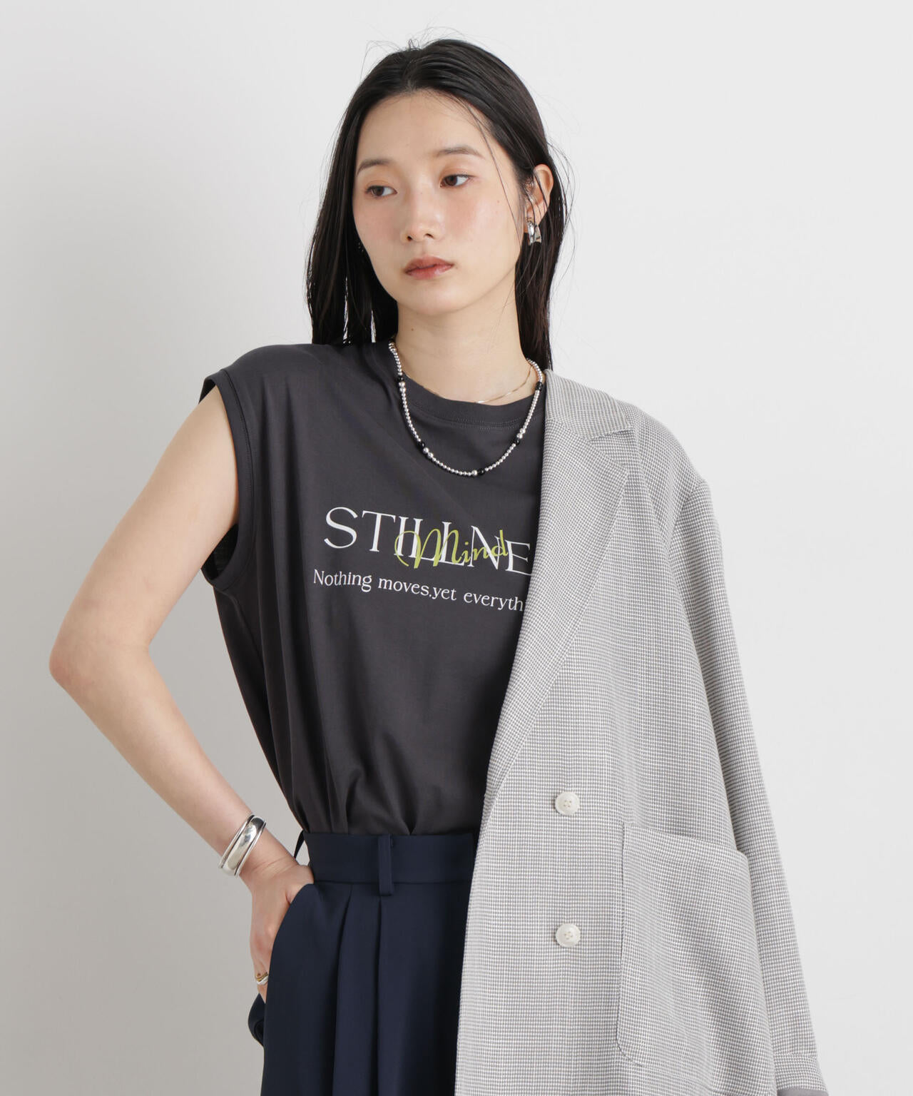 MINERALTEX(TM)ロゴプリントノースリーブTシャツ 6696124327