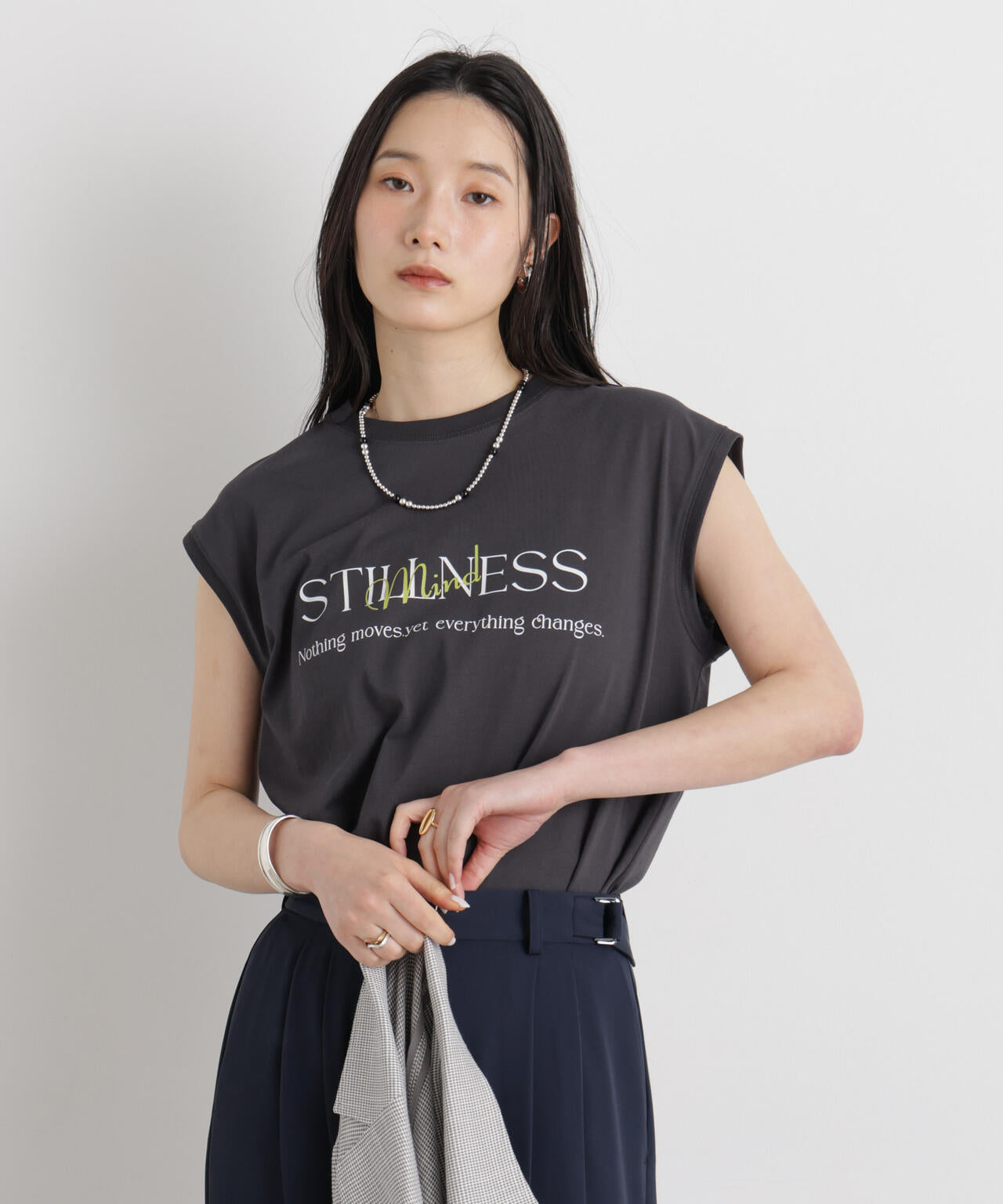 MINERALTEX(TM)ロゴプリントノースリーブTシャツ 6696124327